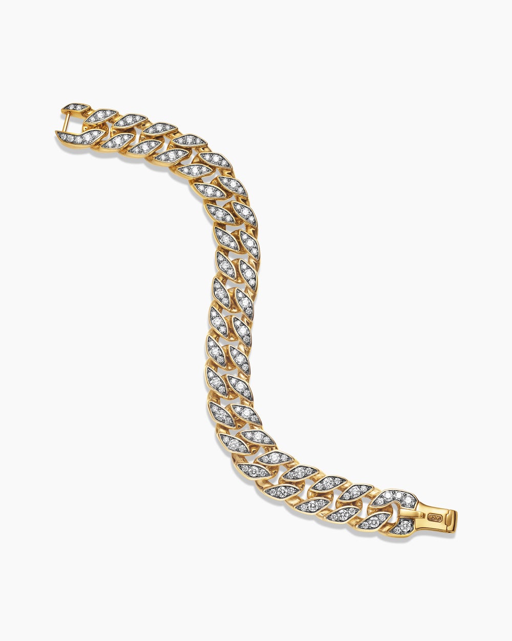Mens Curb Chain Bracelet in 18K Yellow Gold, 14.5mm