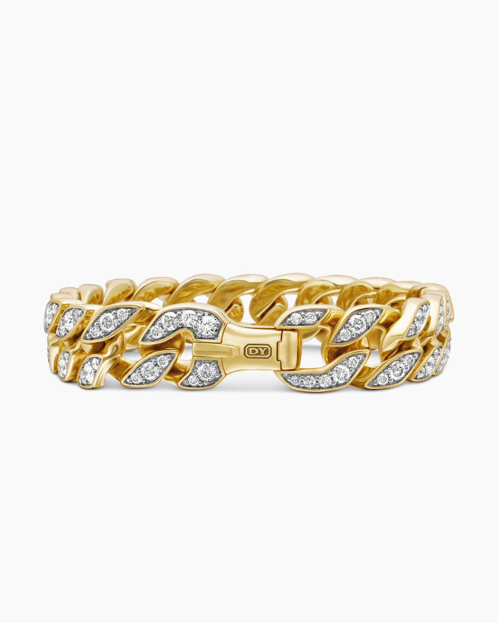 Mens Curb Chain Bracelet in 18K Yellow Gold, 14.5mm