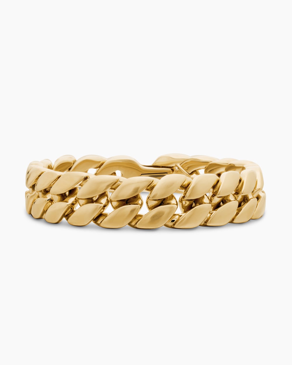 Mens Curb Chain Bracelet in 18K Yellow Gold, 14.5mm