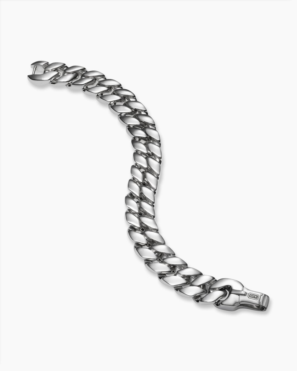 Mens Curb Chain Bracelet in Platinum, 14.5mm