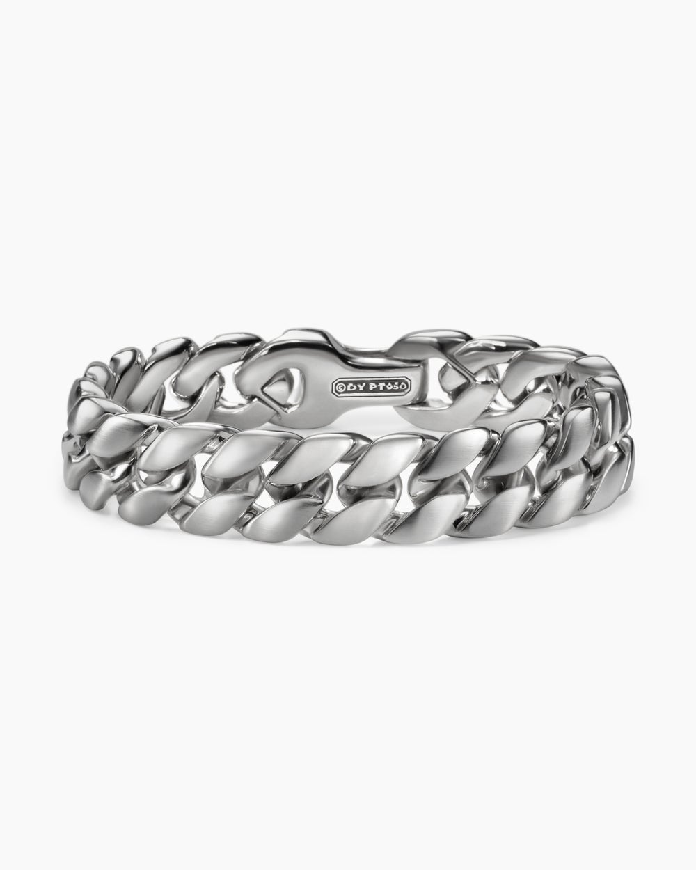 Mens Curb Chain Bracelet in Platinum, 14.5mm