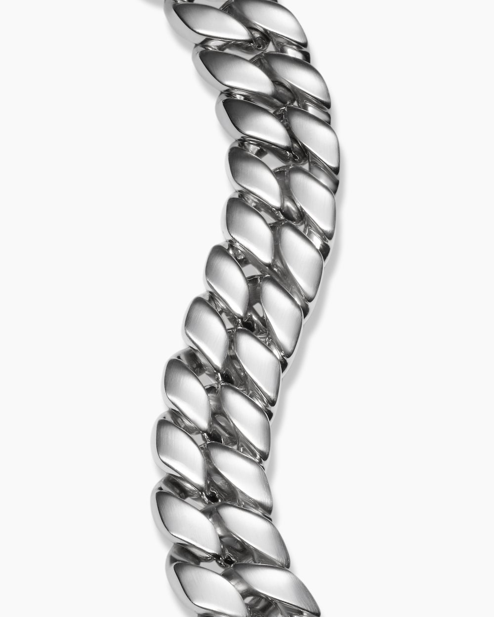 Mens Curb Chain Bracelet in Platinum, 14.5mm