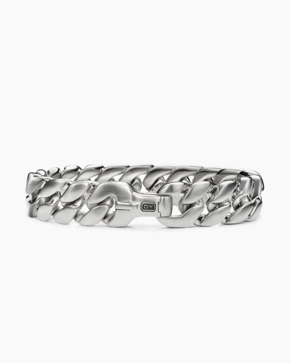 Mens Curb Chain Bracelet in Platinum, 14.5mm