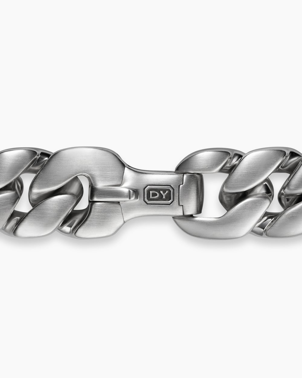 Mens Curb Chain Bracelet in Platinum, 14.5mm