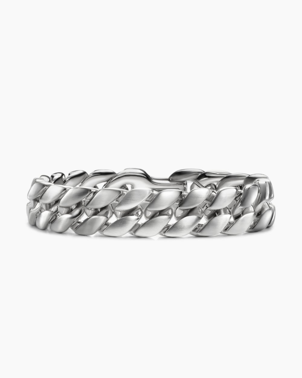 Mens Curb Chain Bracelet in Platinum, 14.5mm