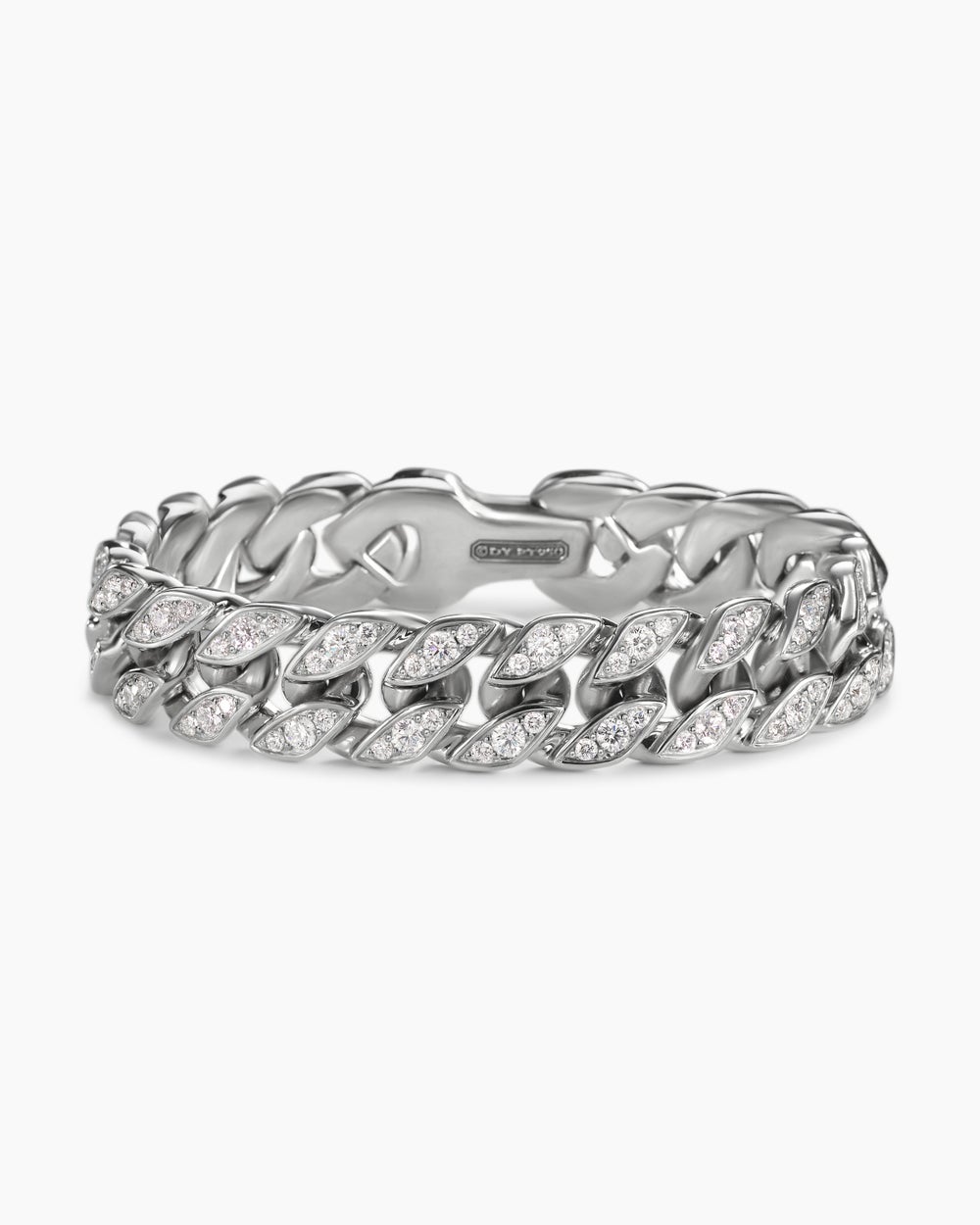 Mens Curb Chain Bracelet in Platinum, 14.5mm