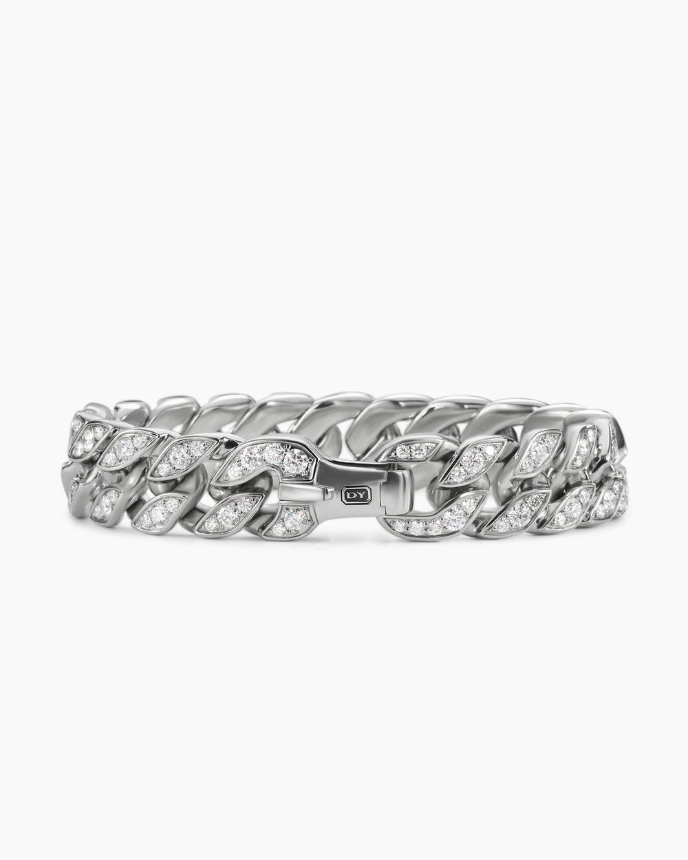 Mens Curb Chain Bracelet in Platinum, 14.5mm