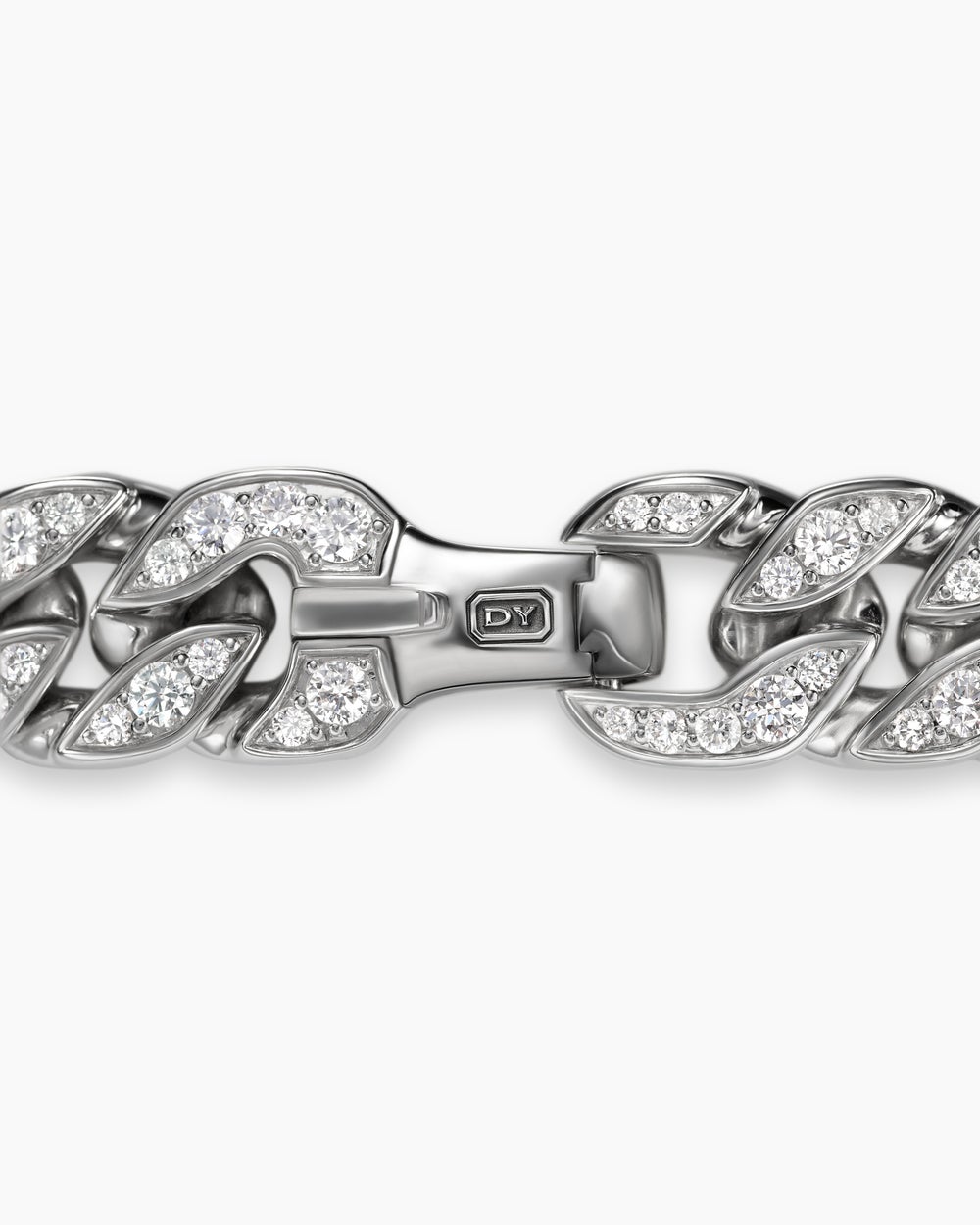 Mens Curb Chain Bracelet in Platinum, 14.5mm