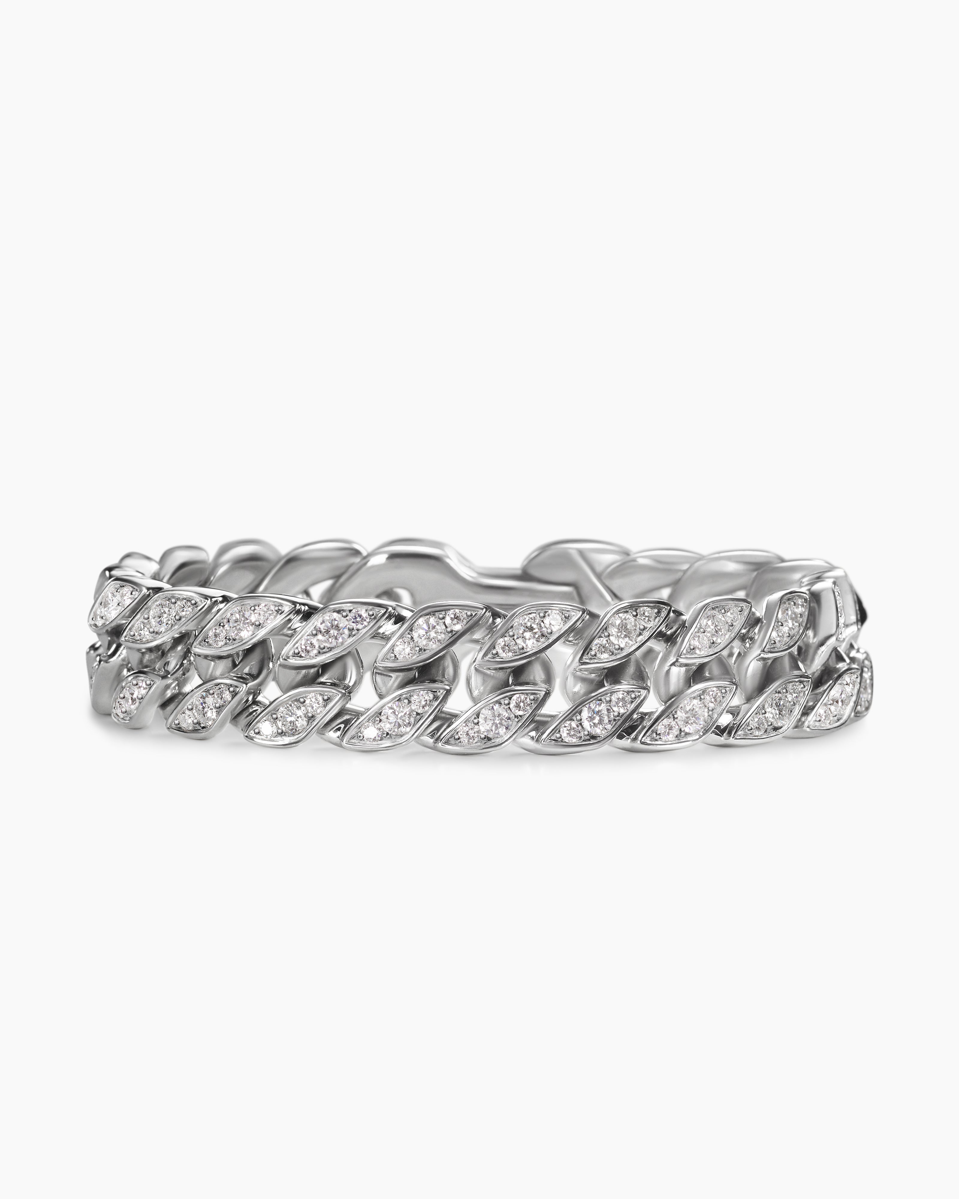 Mens Curb Chain Bracelet in Platinum, 14.5mm