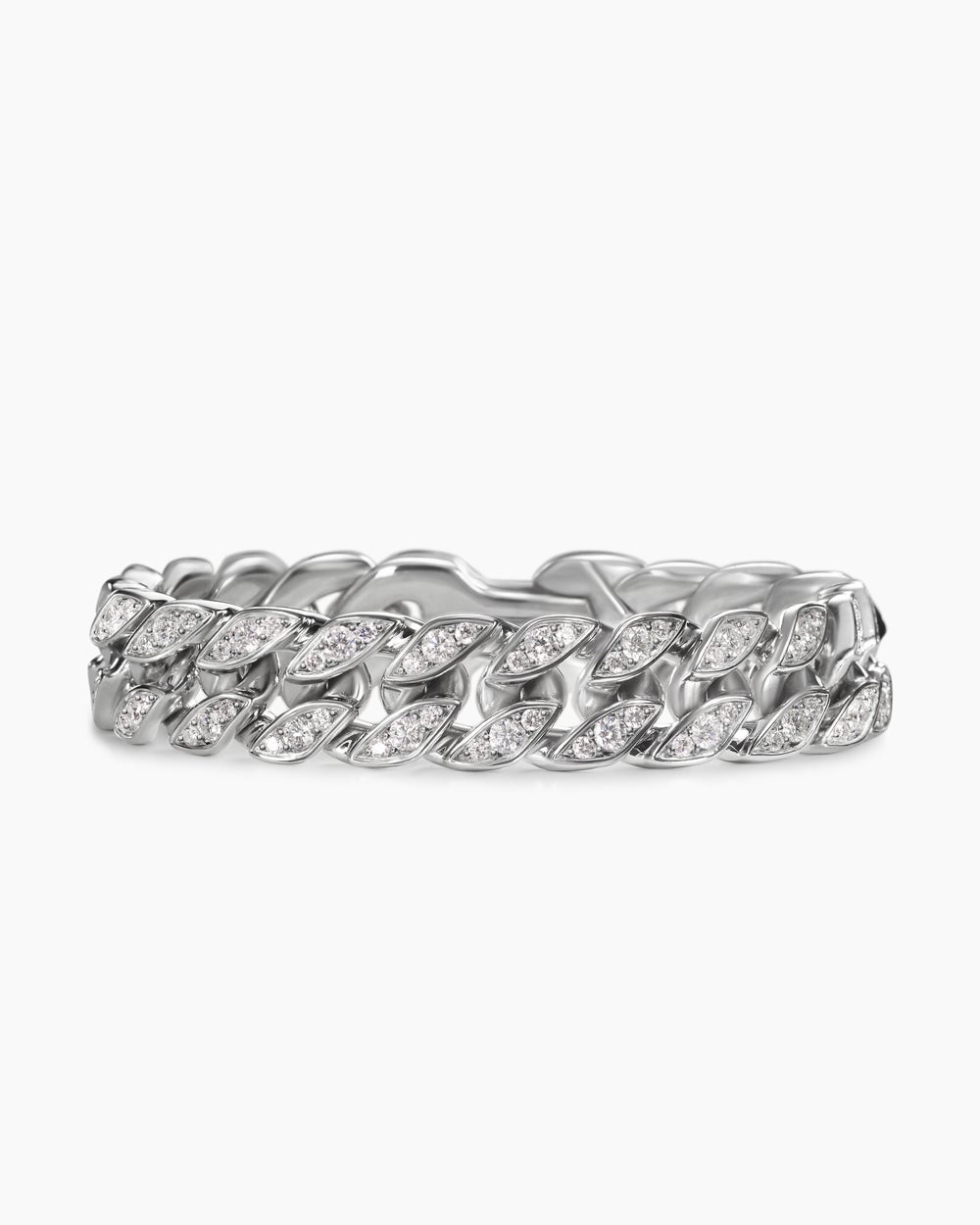 Mens Curb Chain Bracelet in Platinum, 14.5mm
