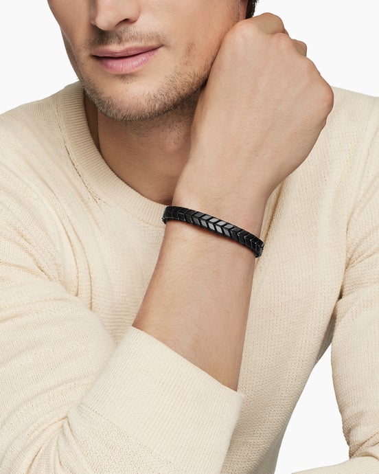 Chevron Woven Bracelet in Black Titanium, 9mm