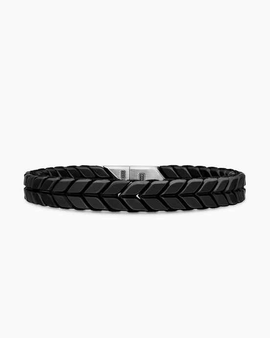 Chevron Woven Bracelet in Black Titanium, 9mm