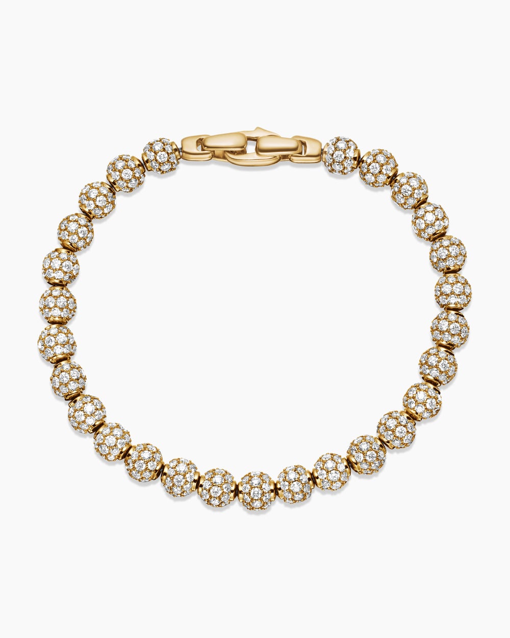 Mens Spiritual Beads Bracelet in 18K Yellow Gold and Pavé Diamonds, 6mm