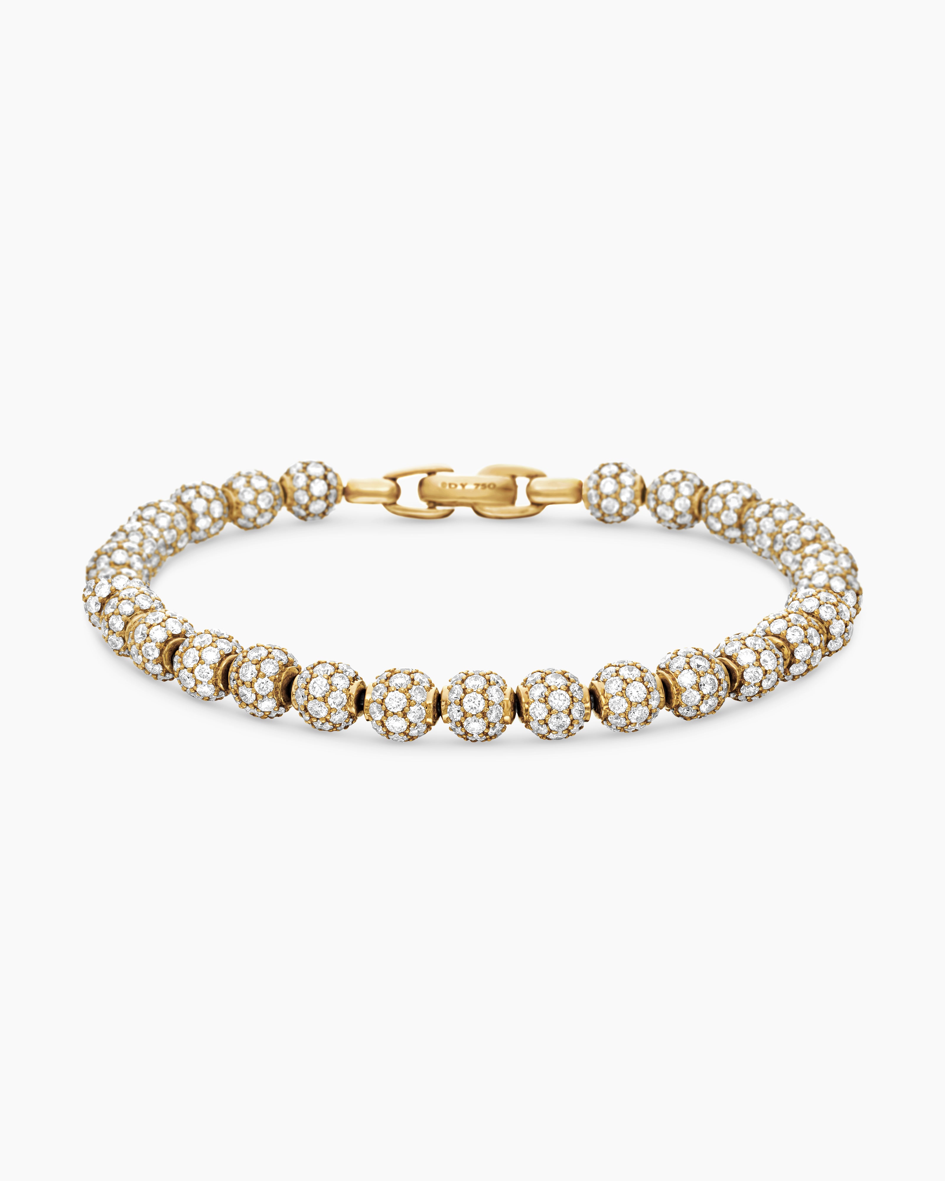 Mens Spiritual Beads Bracelet in 18K Yellow Gold and Pav&eacute; Diamonds, 6mm