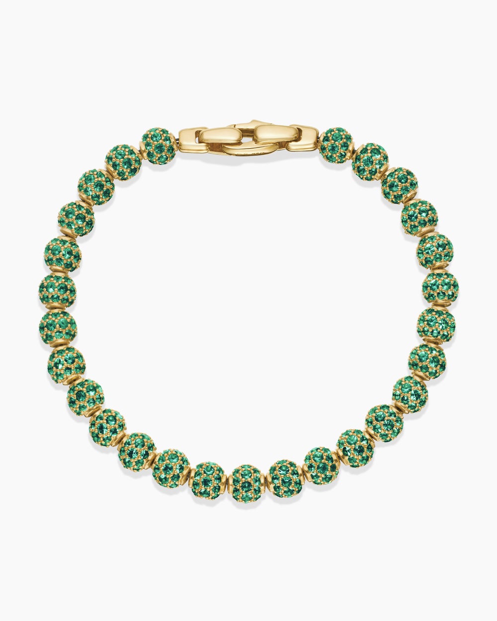 Mens Spiritual Beads Bracelet in 18K Yellow Gold and Pavé Emeralds, 6mm