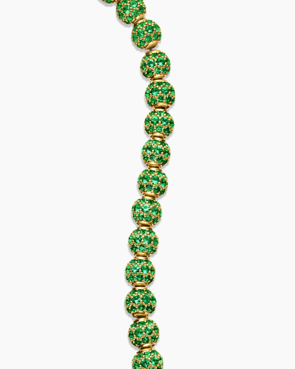 Mens Spiritual Beads Bracelet in 18K Yellow Gold and Pavé Emeralds, 6mm