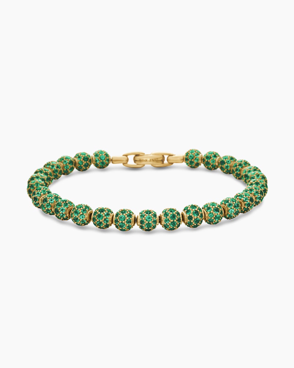 Mens Spiritual Beads Bracelet in 18K Yellow Gold and Pavé Emeralds, 6mm