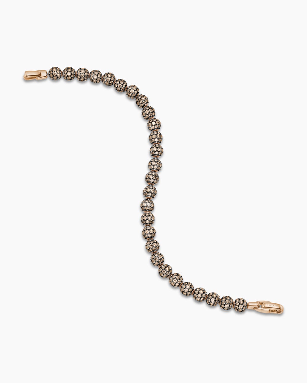 Mens Spiritual Beads Bracelet in 18K Rose Gold and Pavé Cognac Diamonds, 6mm