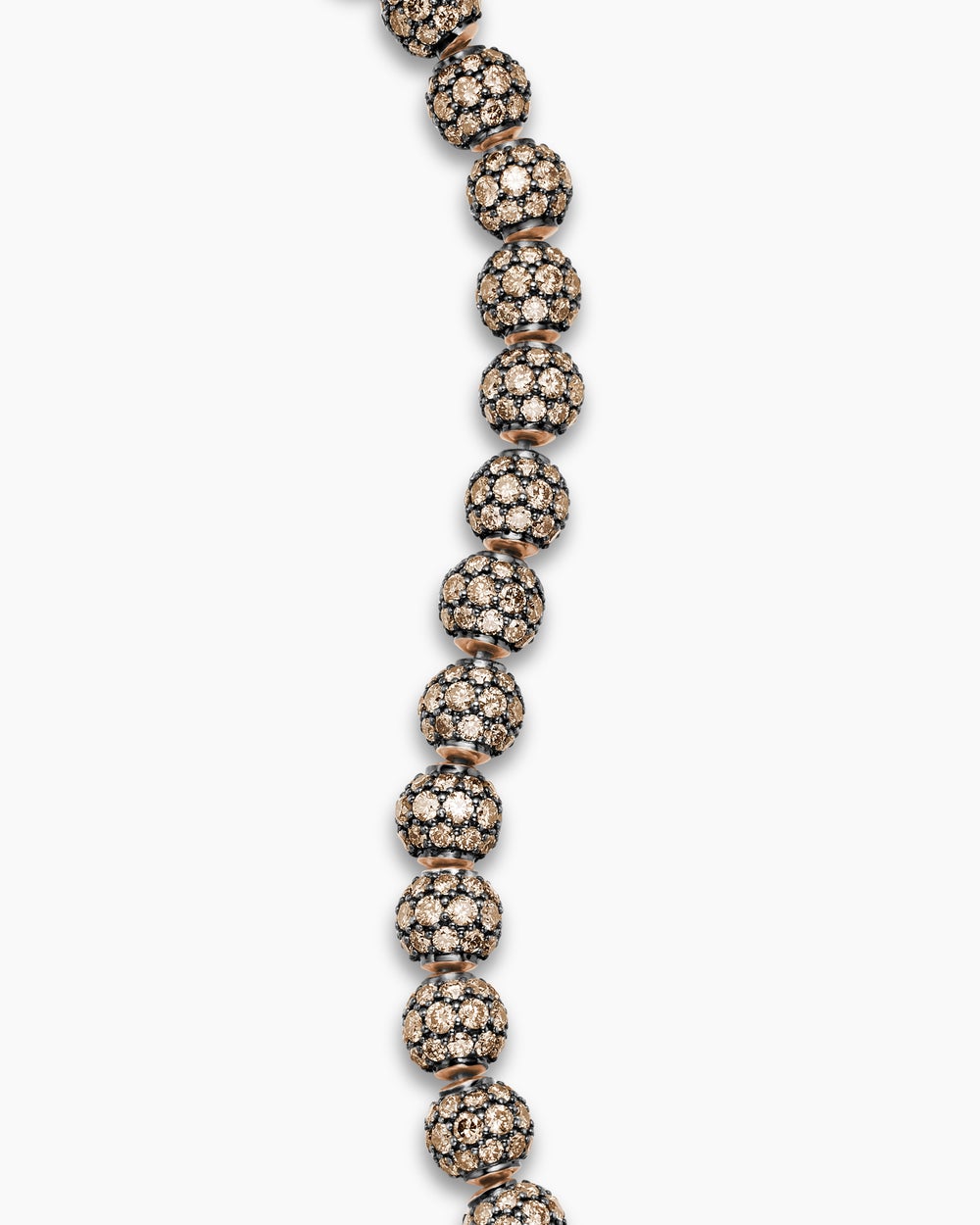 Mens Spiritual Beads Bracelet in 18K Rose Gold and Pavé Cognac Diamonds, 6mm