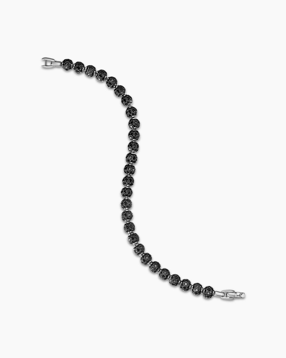 Mens Spiritual Beads Bracelet in Platinum and Pavé Black Diamonds, 6mm