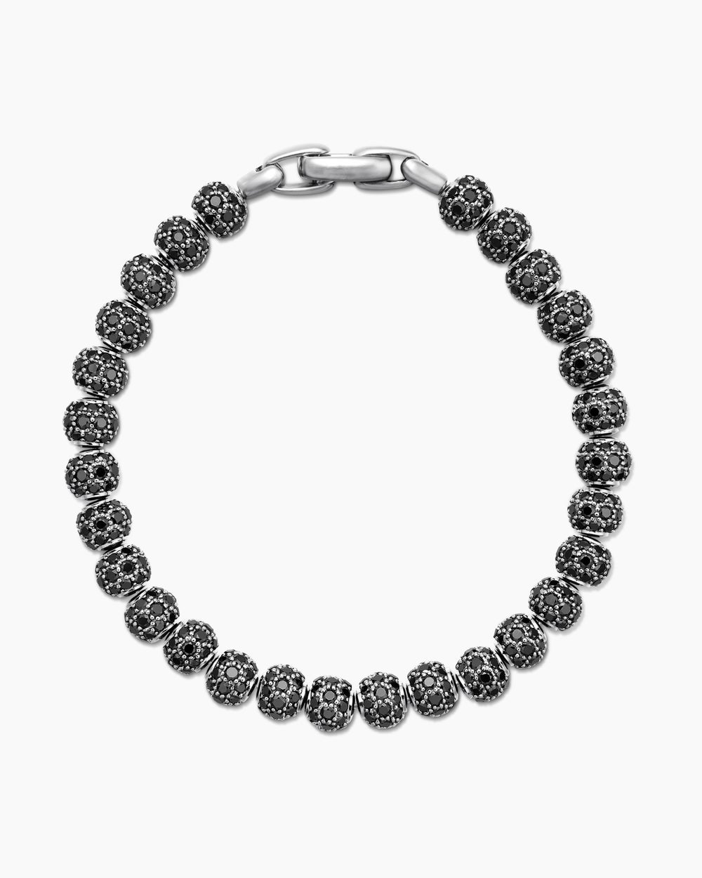 Mens Spiritual Beads Bracelet in Sterling Silver with Pavé, 6mm