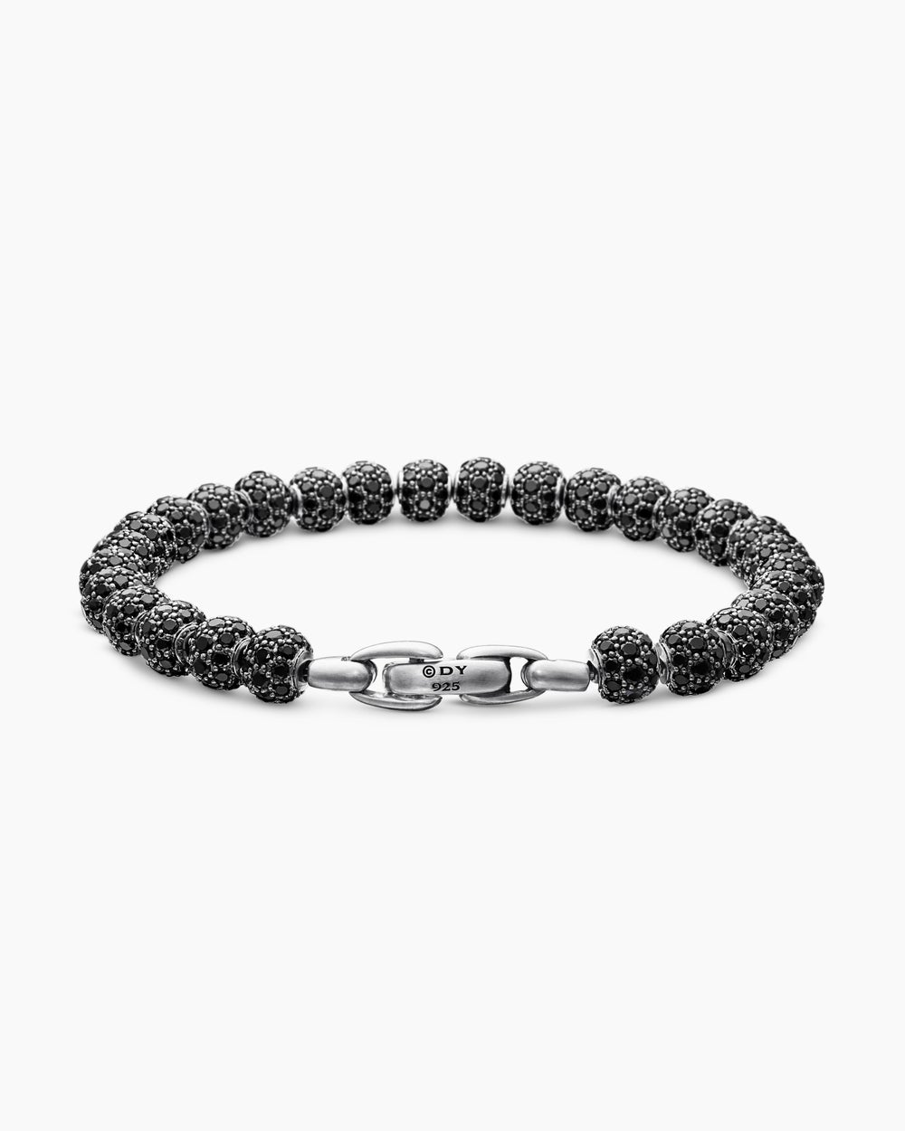 Mens Spiritual Beads Bracelet in Sterling Silver with Pavé, 6mm