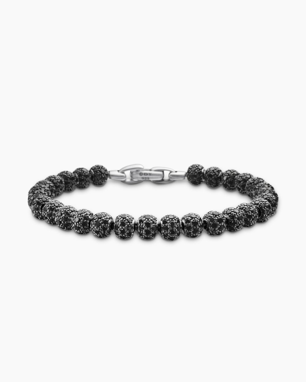 Mens Spiritual Beads Bracelet in Sterling Silver with Pavé, 6mm