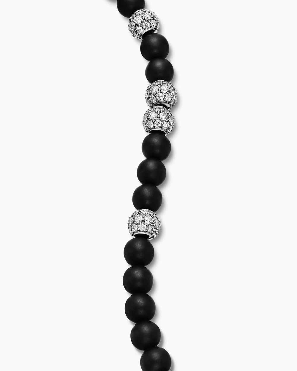 Mens Spiritual Beads Bracelet in Sterling Silver with Pavé, 6mm