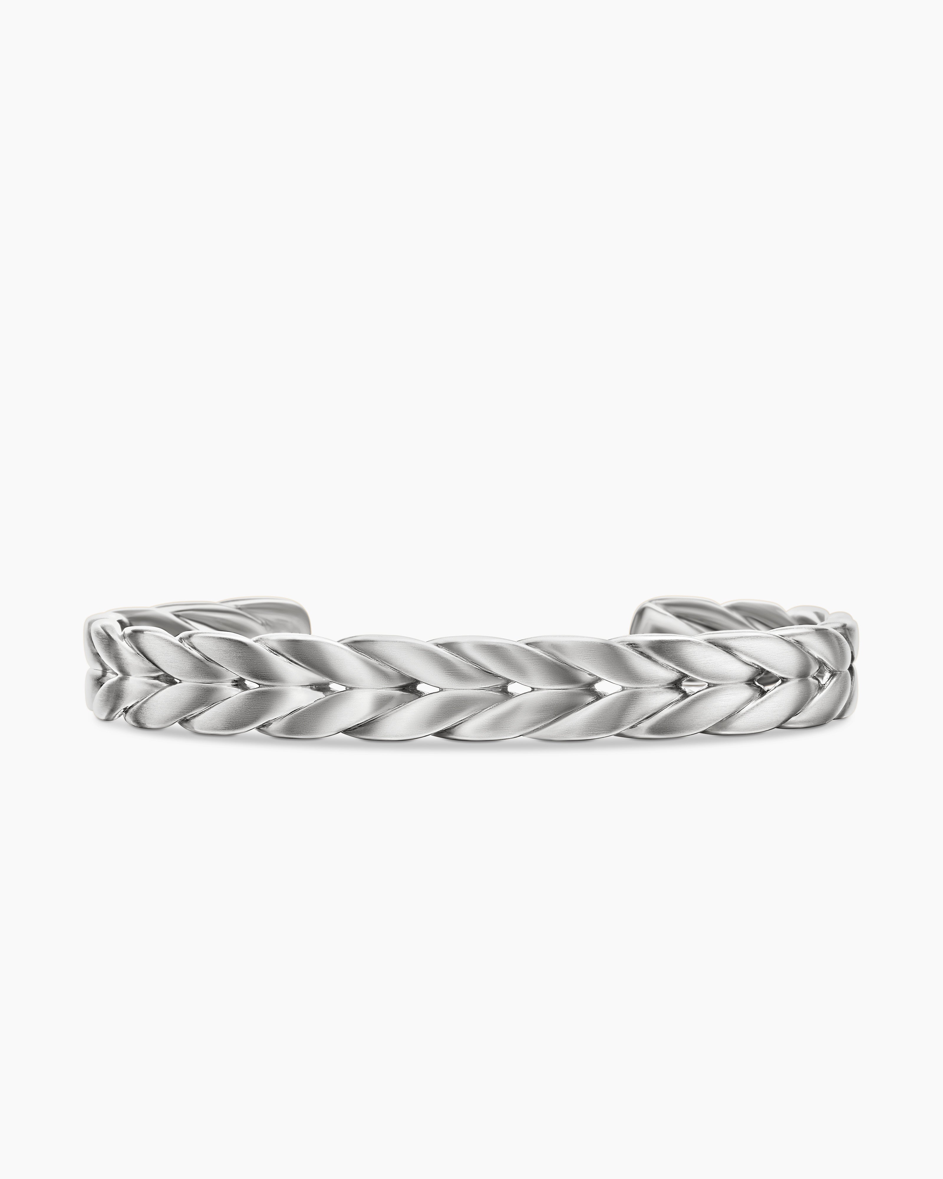 Mens Chevron Cuff Bracelet in Sterling Silver, 9mm
