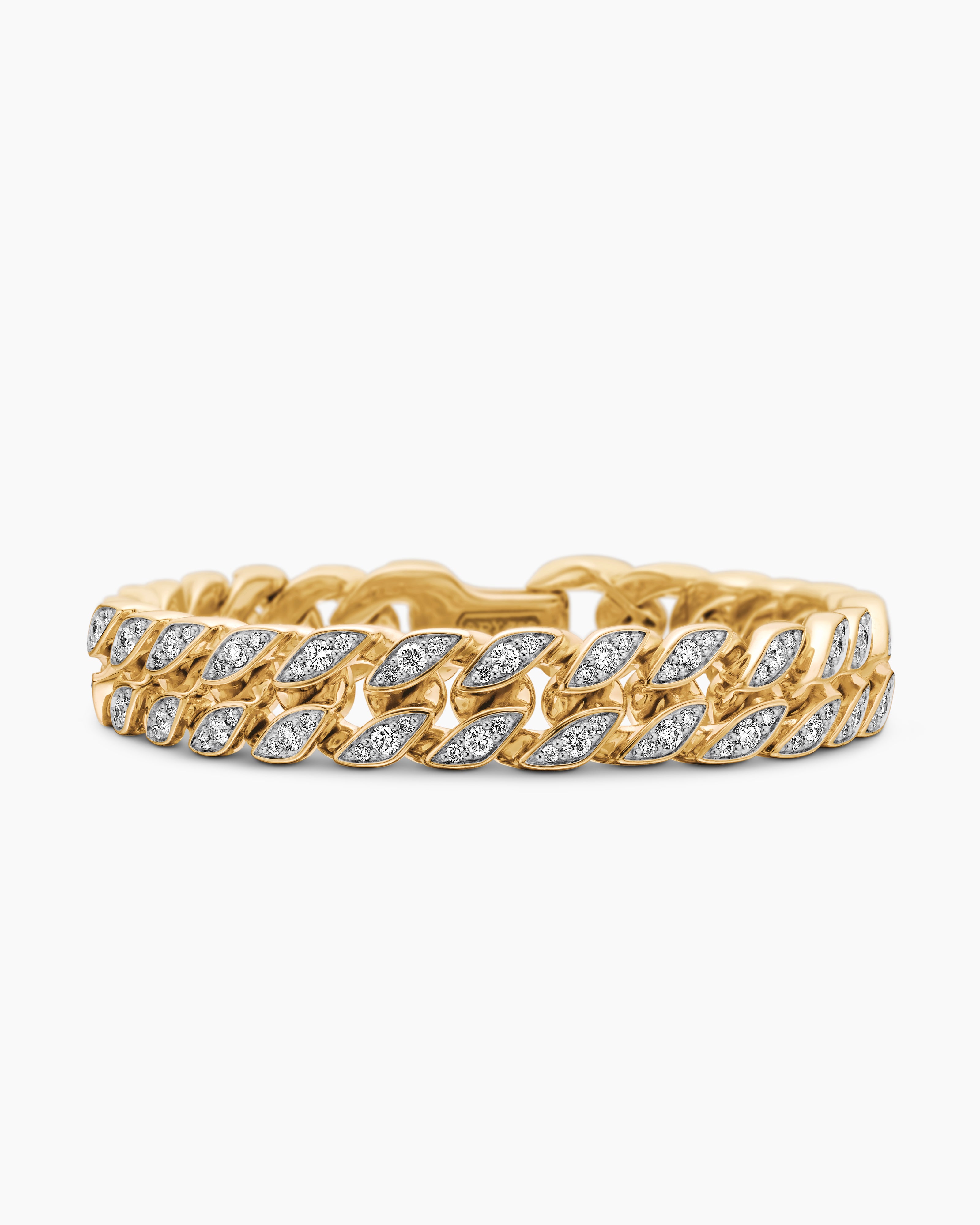 Mens Curb Chain Bracelet in 18K Yellow Gold, 11.5mm