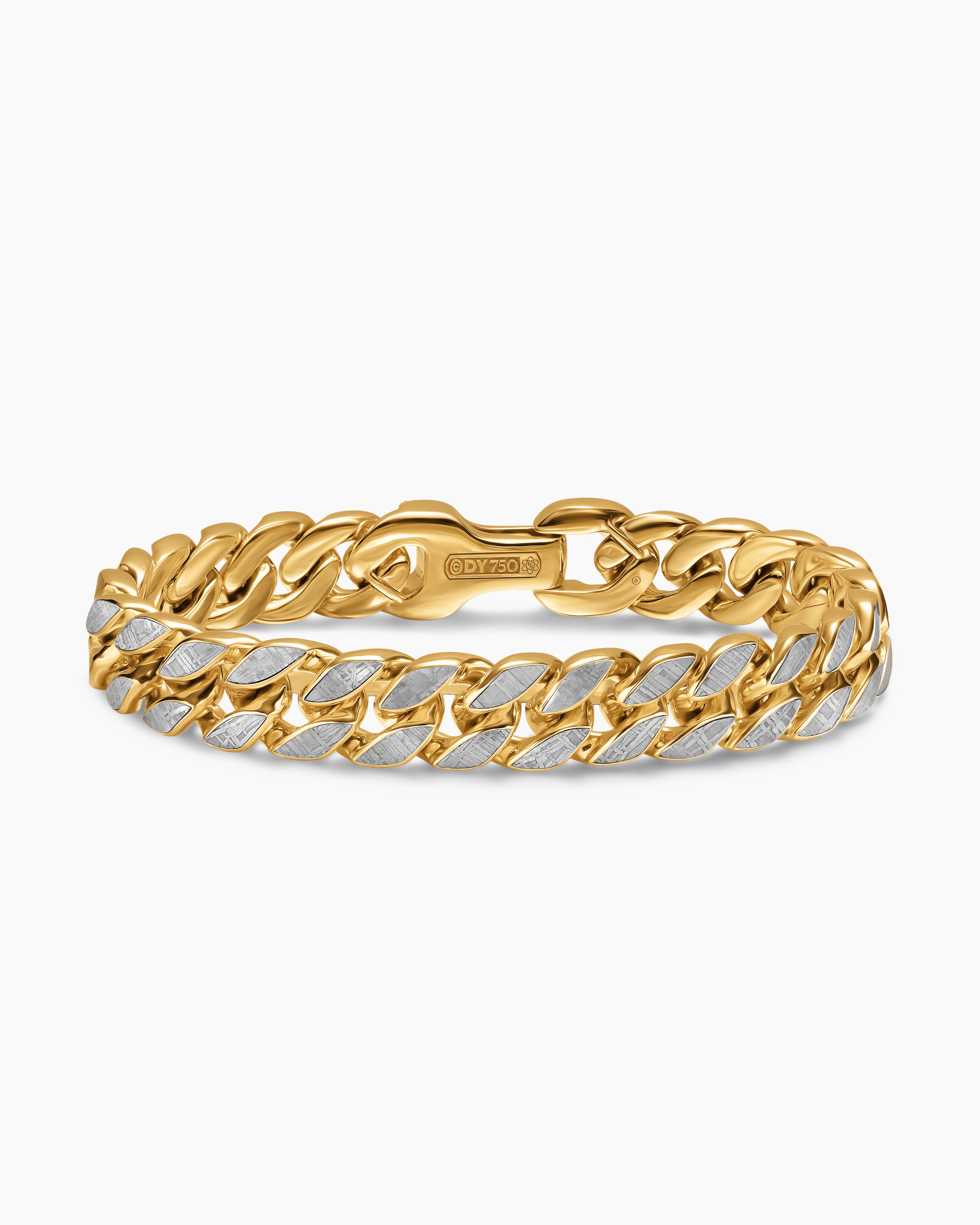 Mens Curb Chain Bracelet in 18K Yellow Gold, 11.5mm