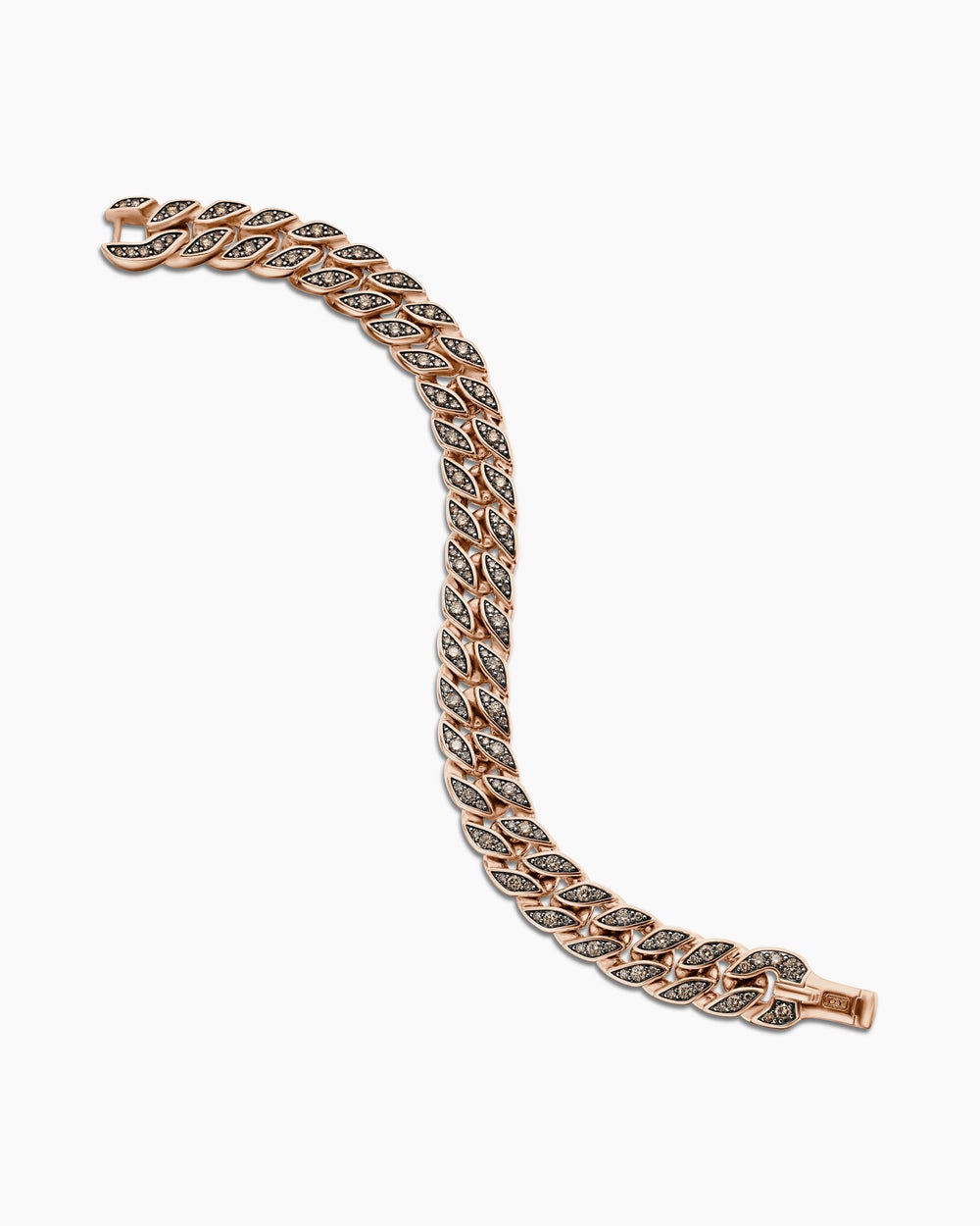 Bracelet Curb Chain en or rose 18 carats avec diamants cognac, 11,5 mm hommes