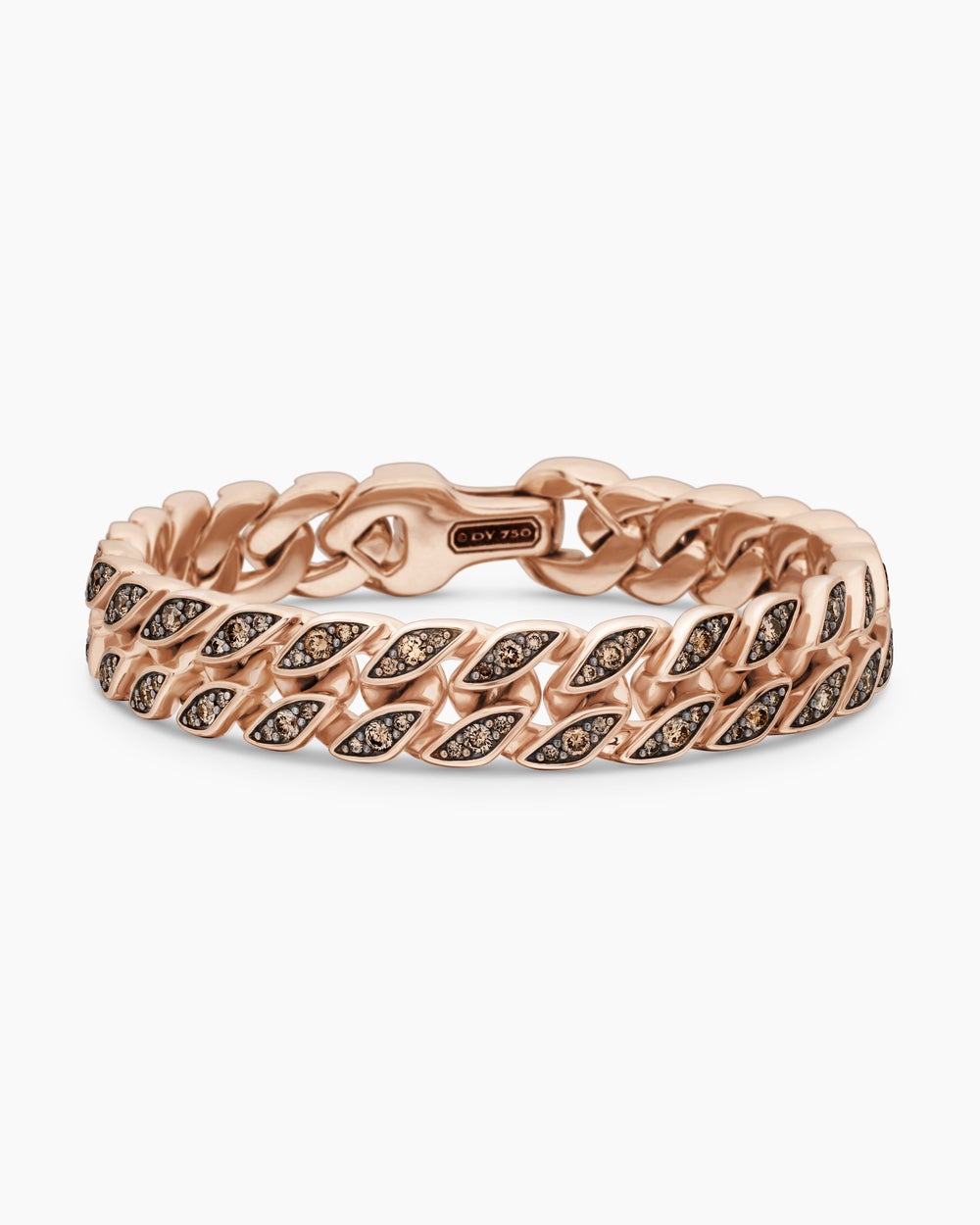 Bracelet Curb Chain en or rose 18 carats avec diamants cognac, 11,5 mm hommes
