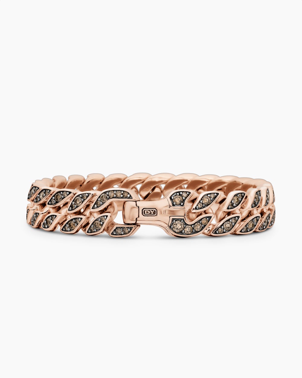 Bracelet Curb Chain en or rose 18 carats avec diamants cognac, 11,5 mm hommes