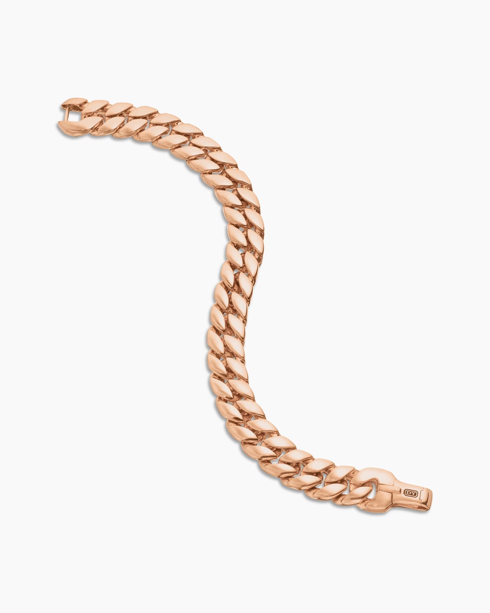 Mens Curb Chain Bracelet in 18K Rose Gold, 11.5mm