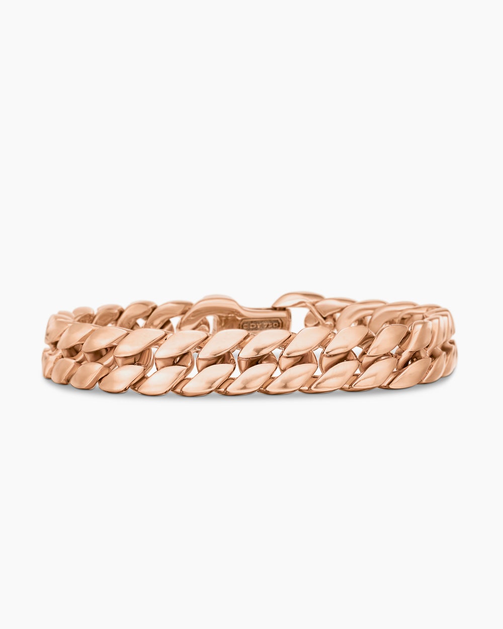 Mens Curb Chain Bracelet in 18K Rose Gold, 11.5mm