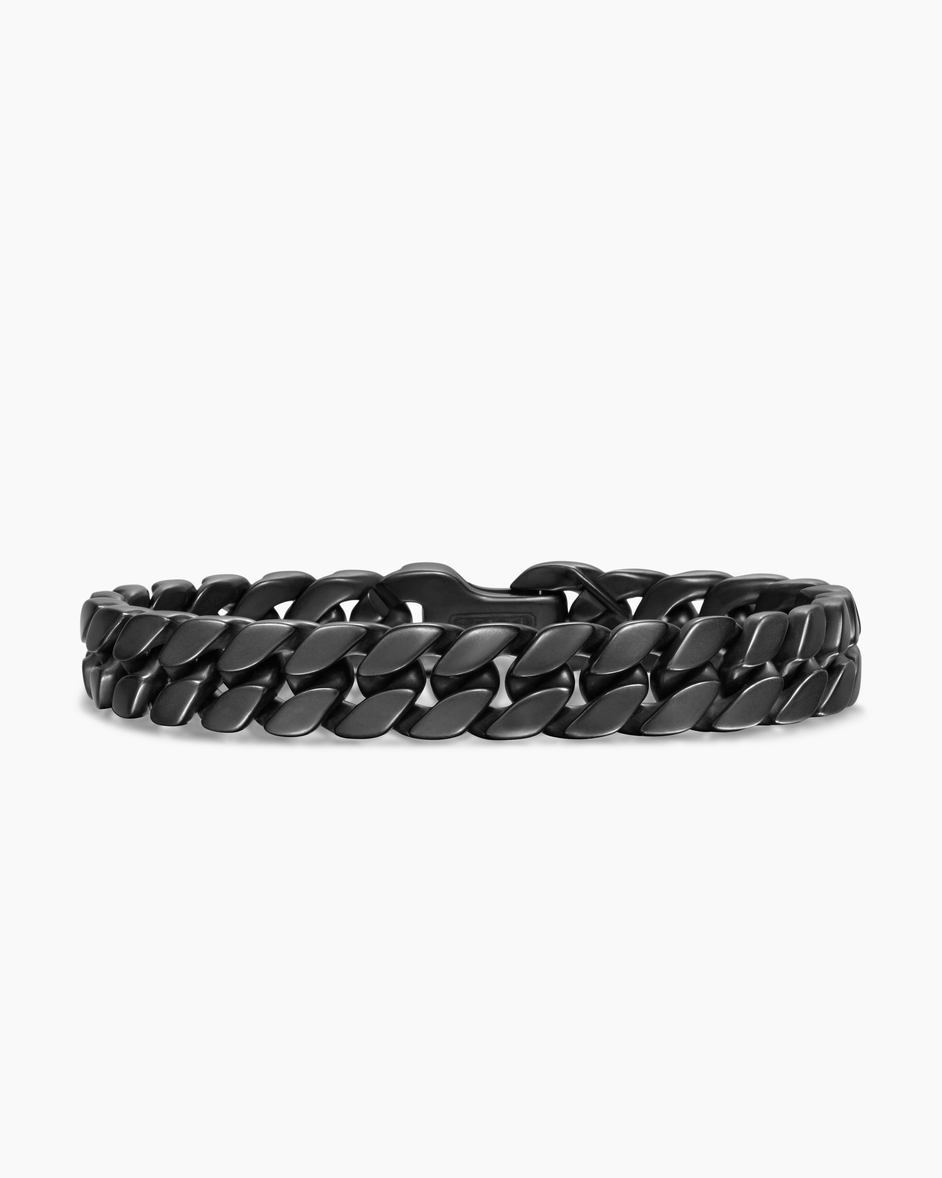 Mens Curb Chain Bracelet in Black Titanium, 11.5mm