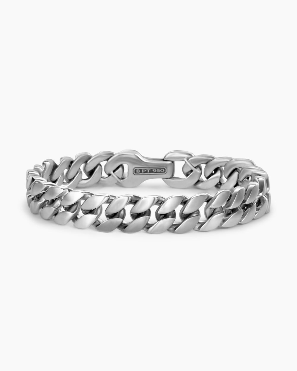 Mens Curb Chain Bracelet in Platinum, 11.5mm