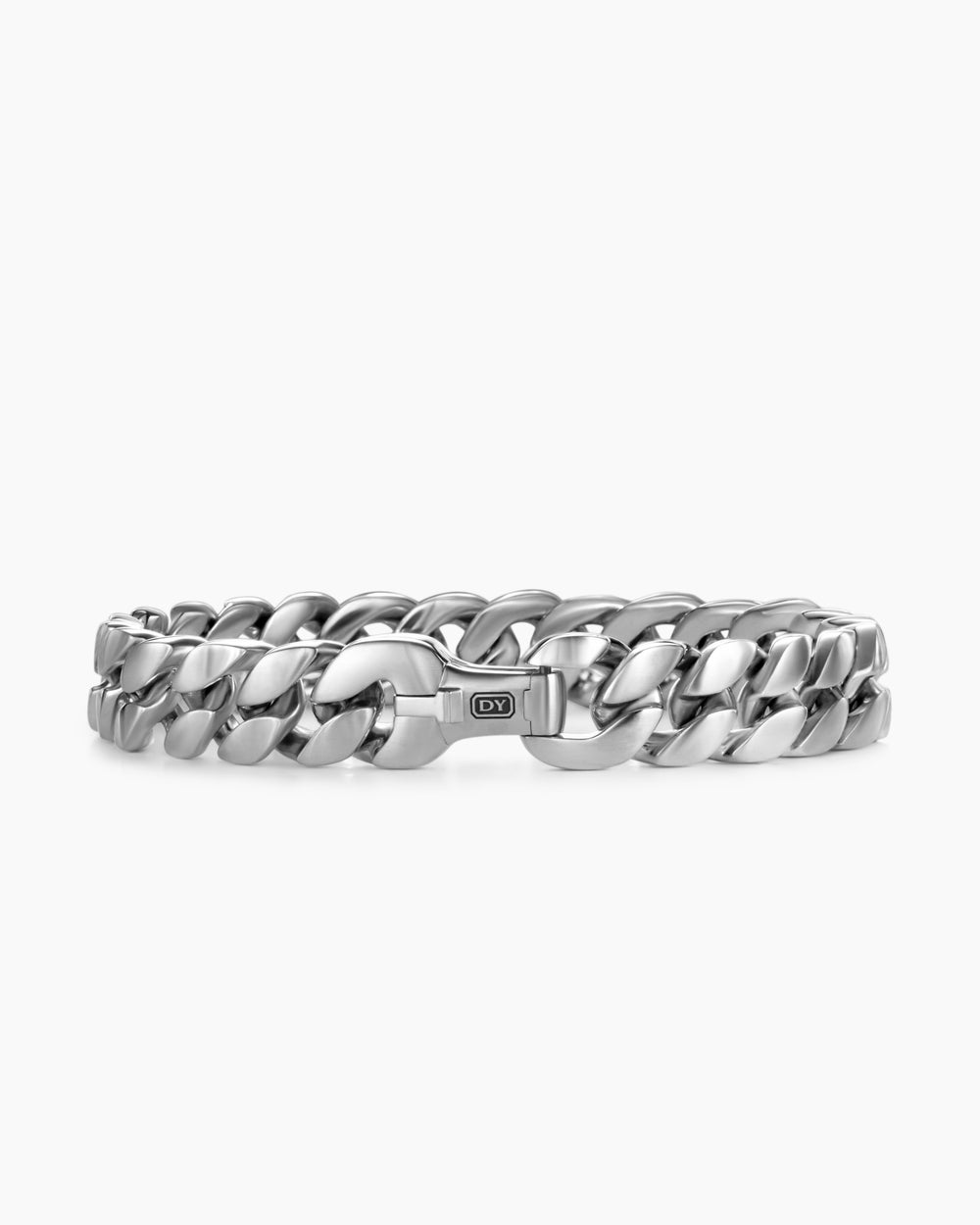 Mens Curb Chain Bracelet in Platinum, 11.5mm