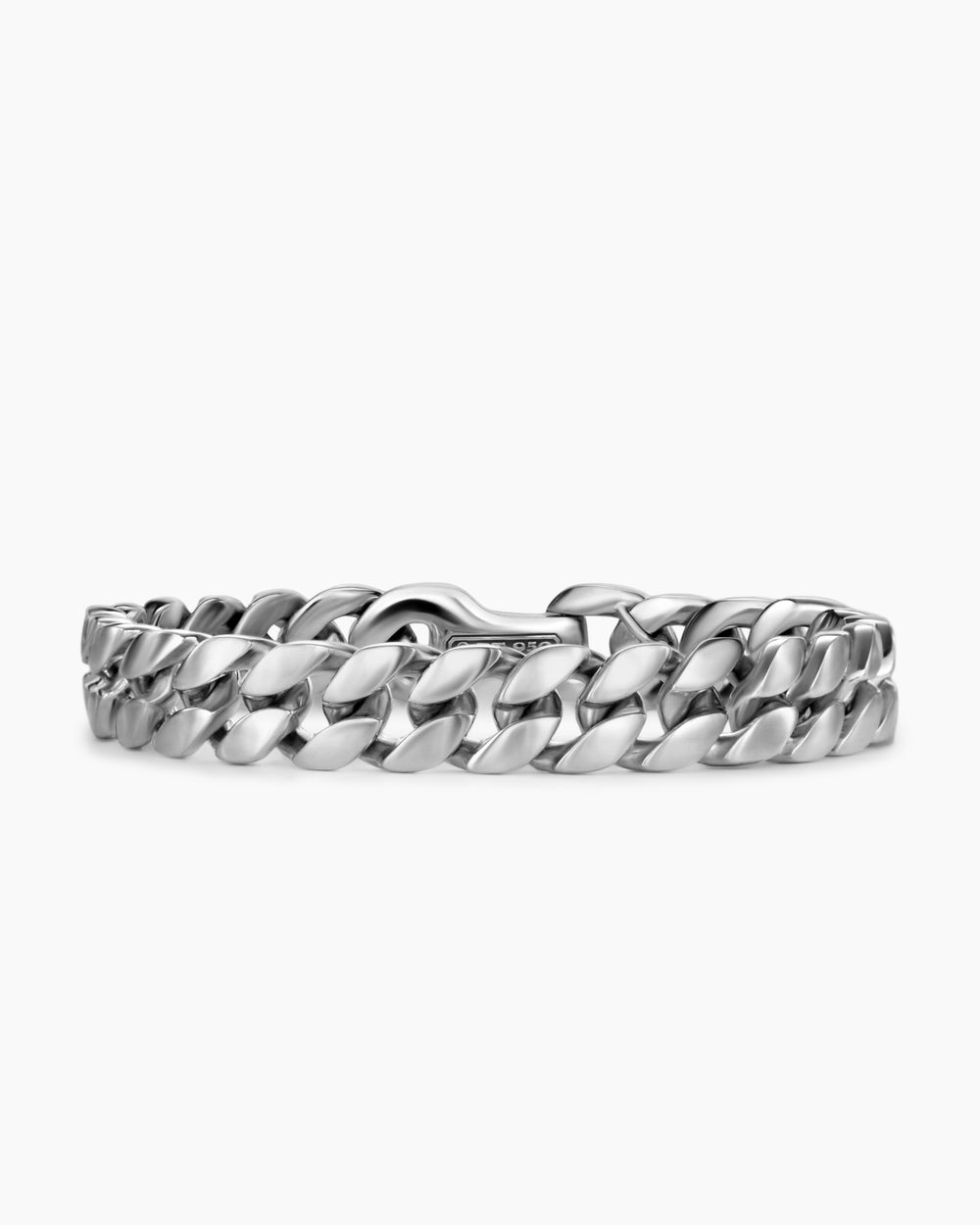 Mens Curb Chain Bracelet in Platinum, 11.5mm