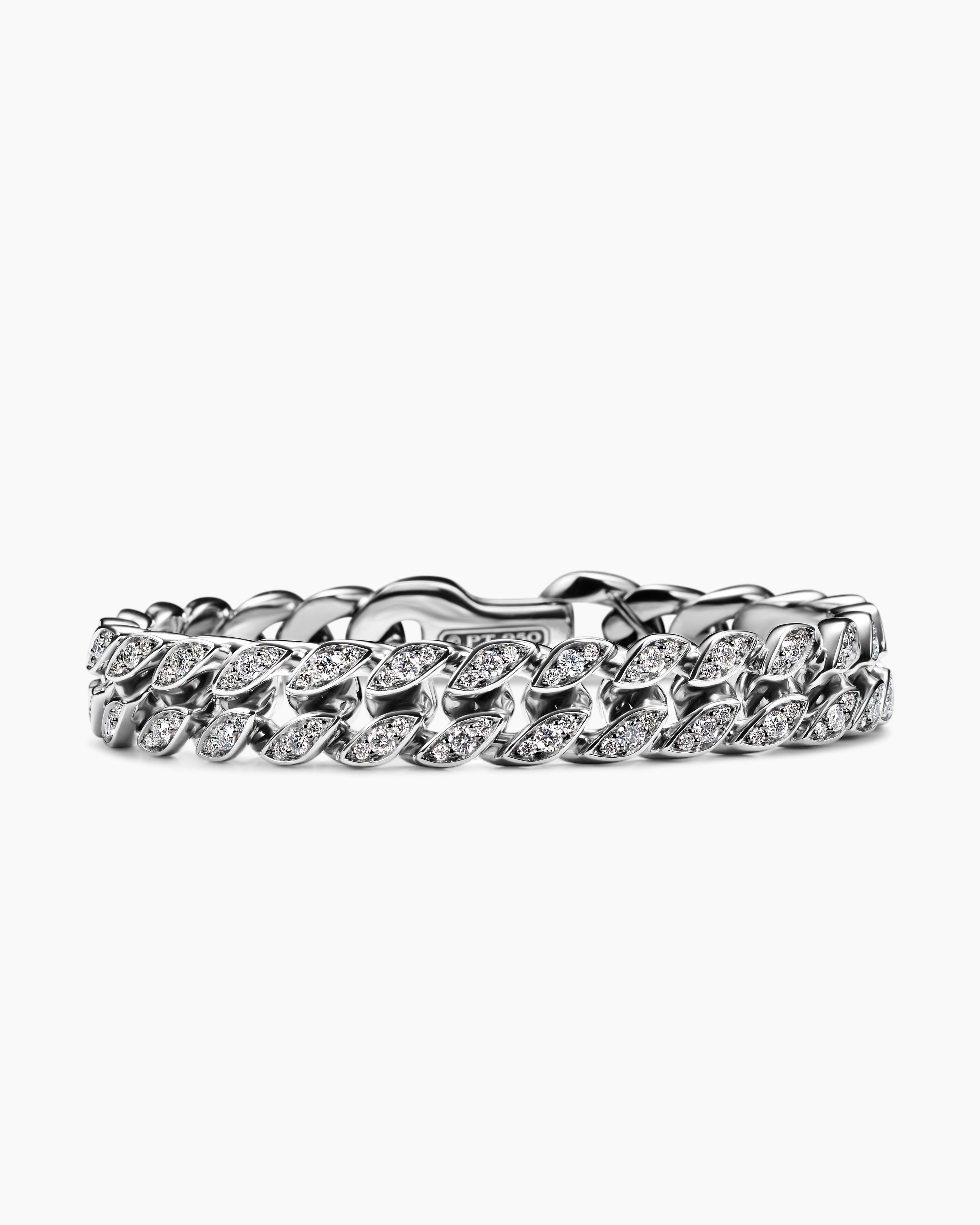 Mens Curb Chain Bracelet in Platinum, 11.5mm