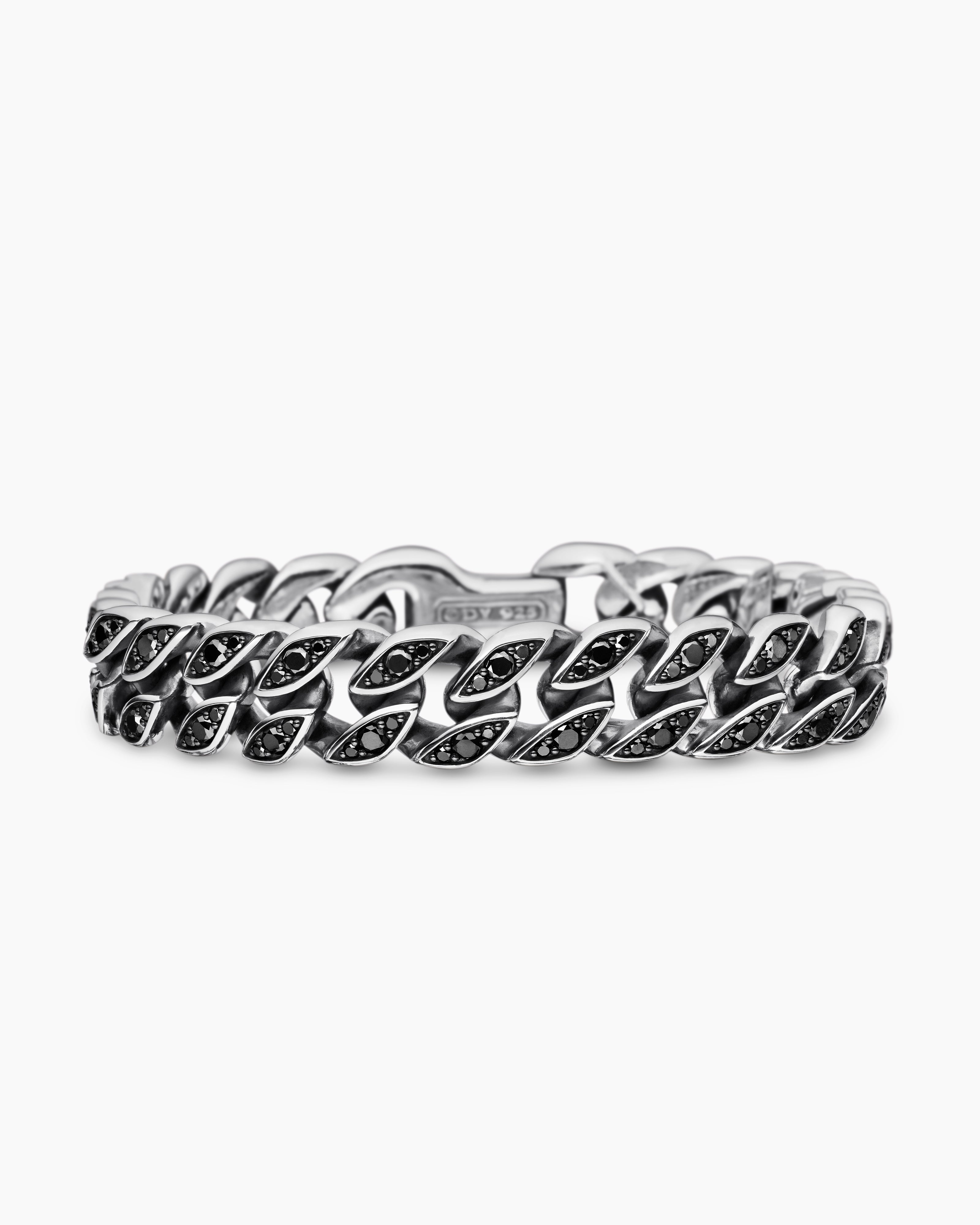 Mens Curb Chain Bracelet in Sterling Silver, 11.5mm