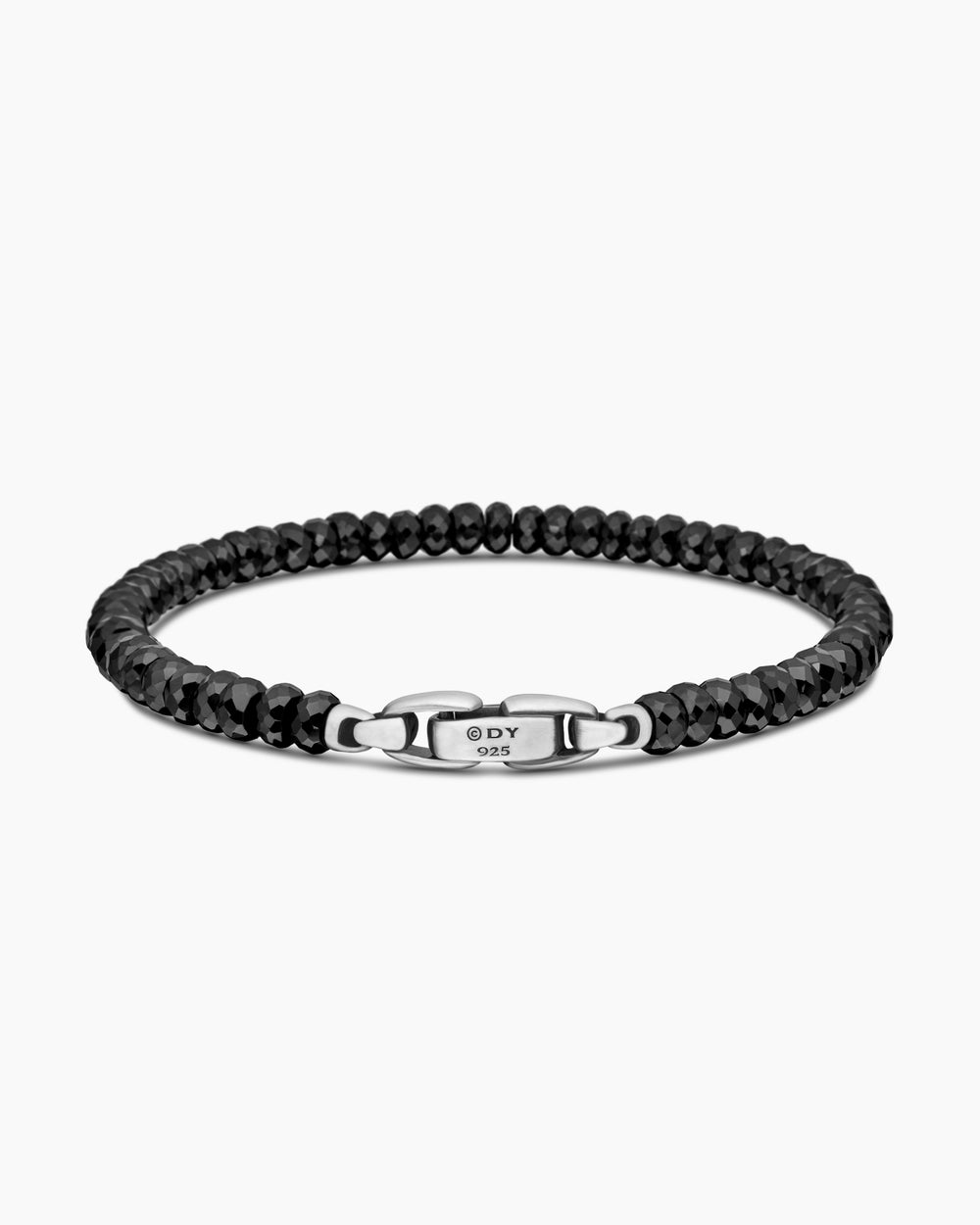 Mens Spiritual Beads Faceted Bracelet in Sterling Silver, 5mm