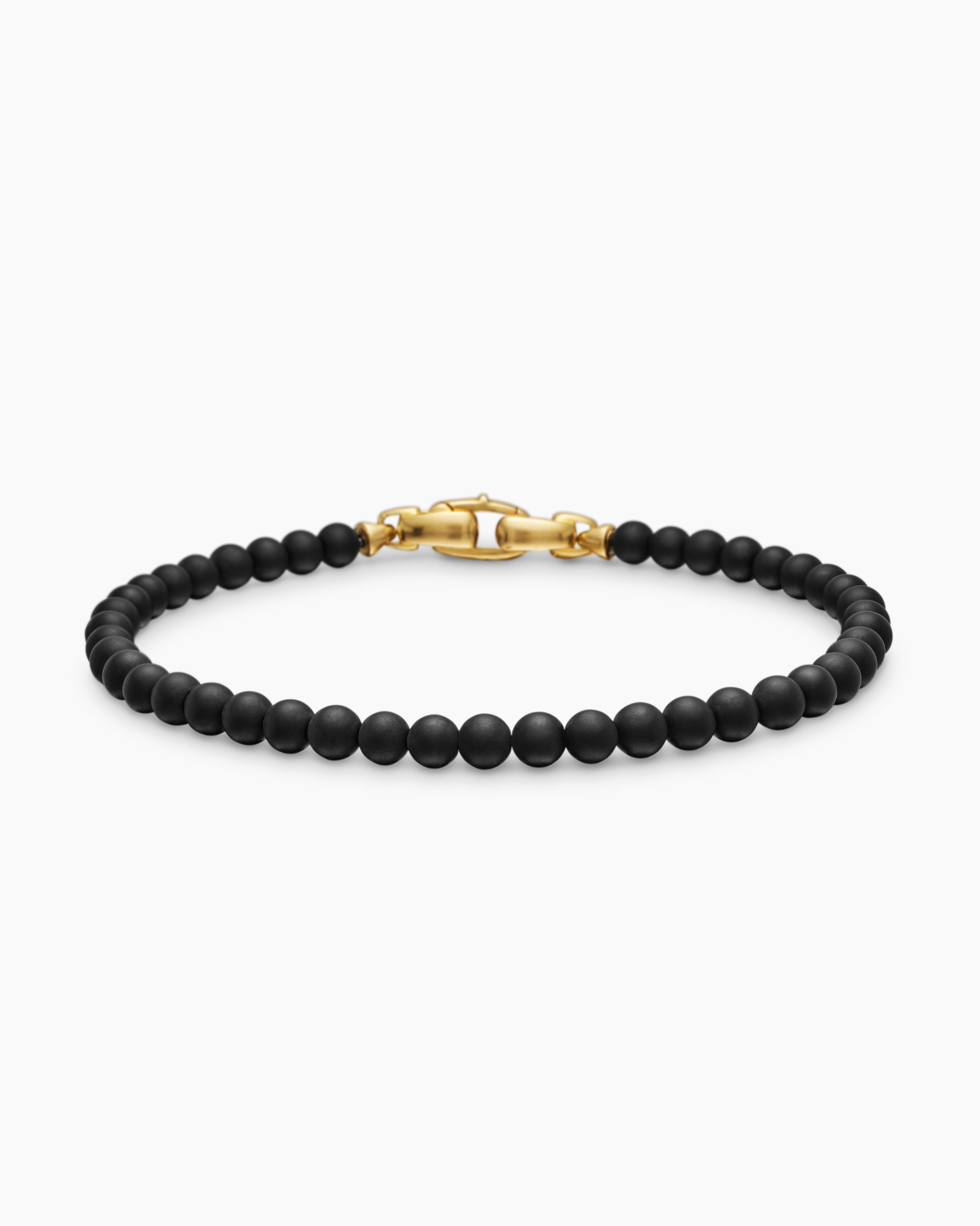 Mens Spiritual Beads Bracelet with 18K Yellow Gold, 4mm