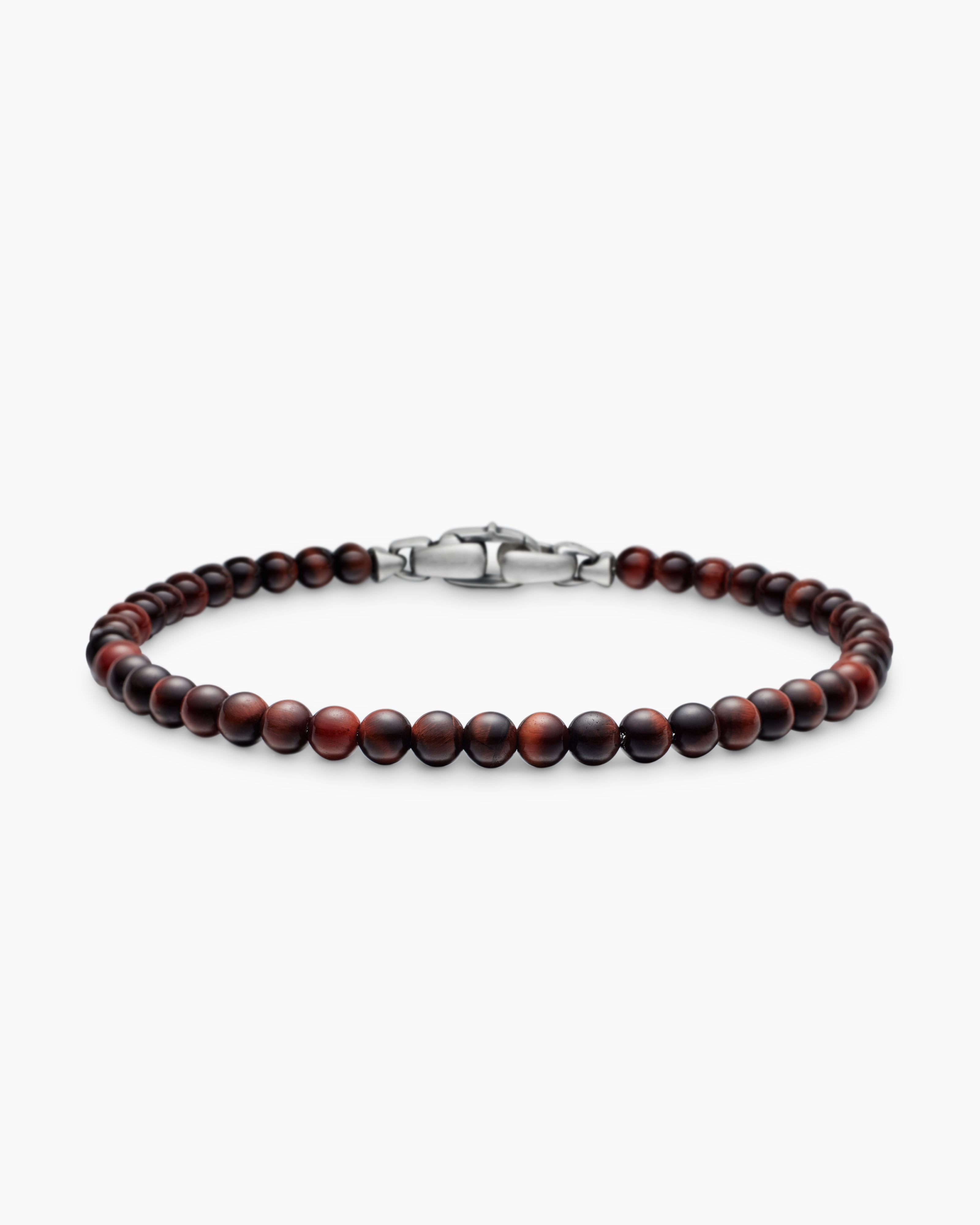 Mens Spiritual Beads Bracelet in Sterling Silver, 4mm