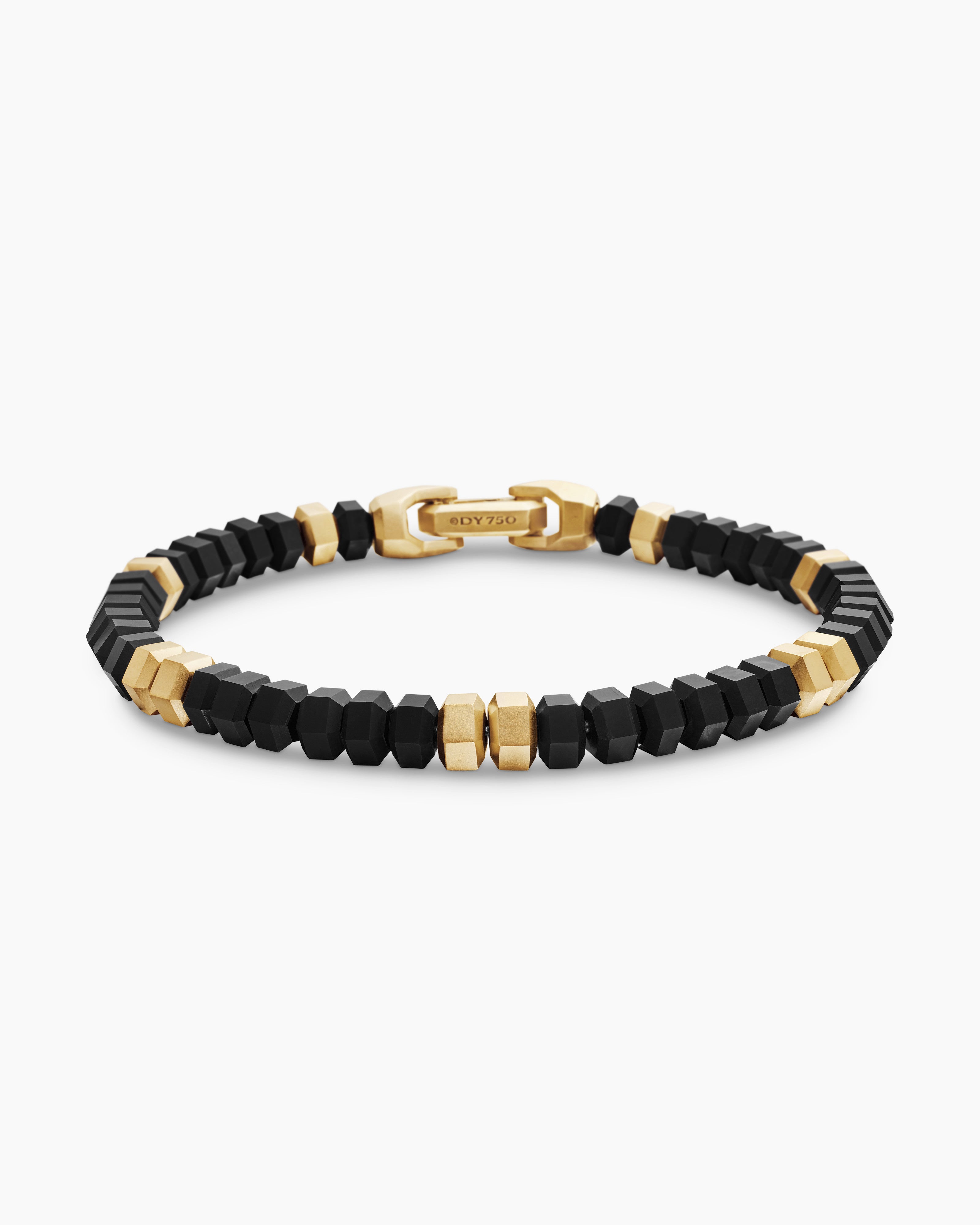 Bracelet de perles Hex avec or jaune 18 carats, 6 mm hommes 
