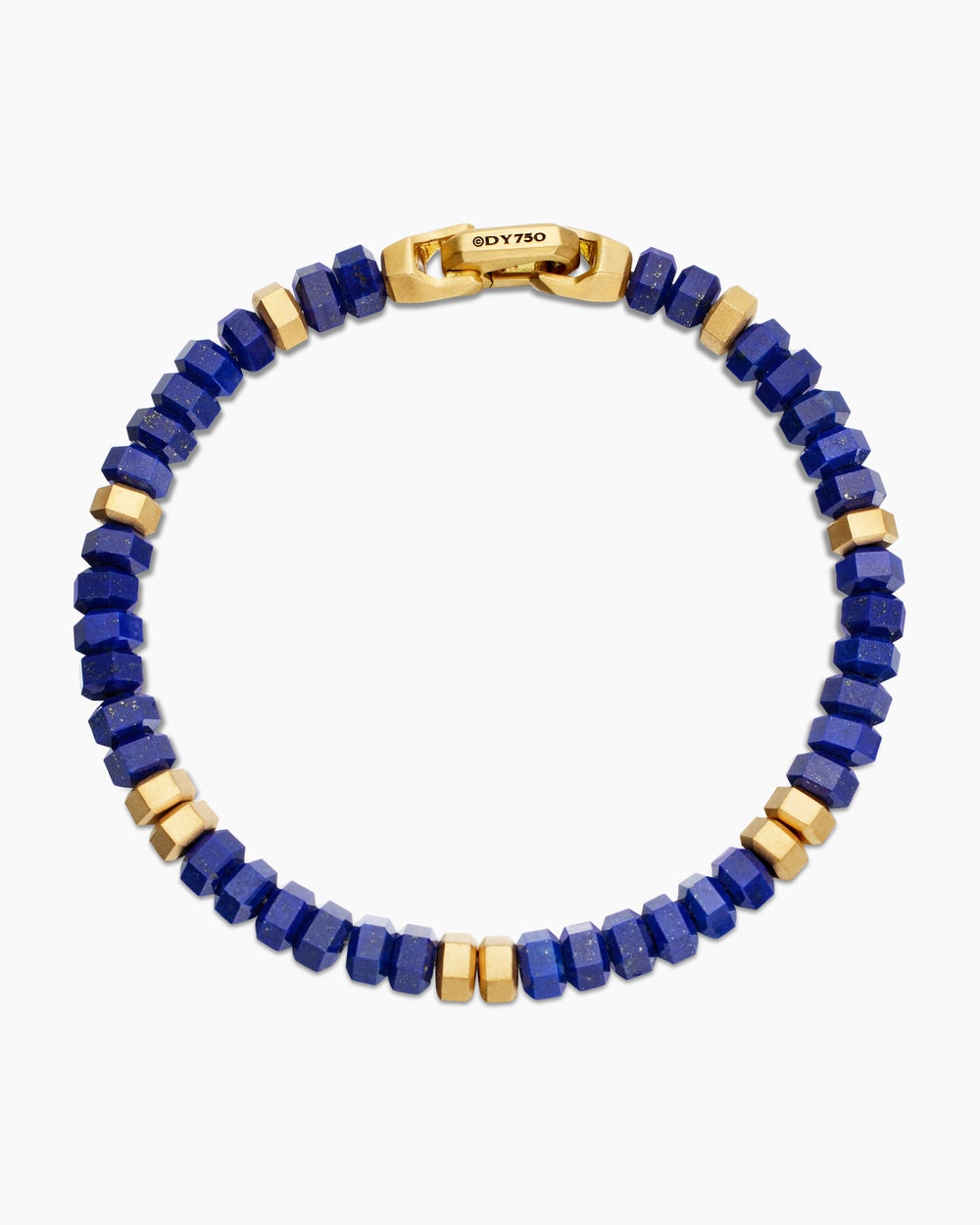 Mens Hex Bead Bracelet with 18K Yellow Gold, 6mm