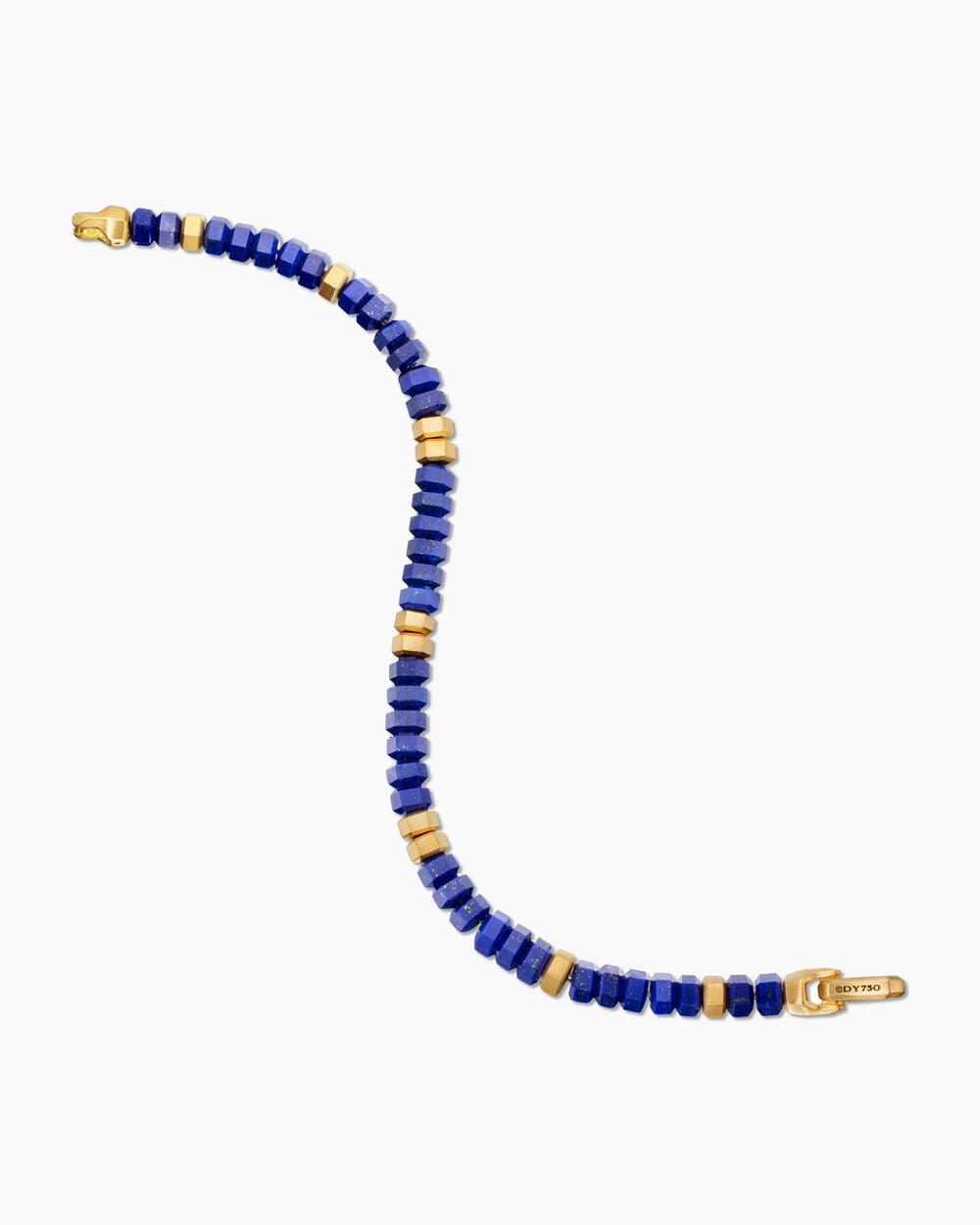 Mens Hex Bead Bracelet with 18K Yellow Gold, 6mm