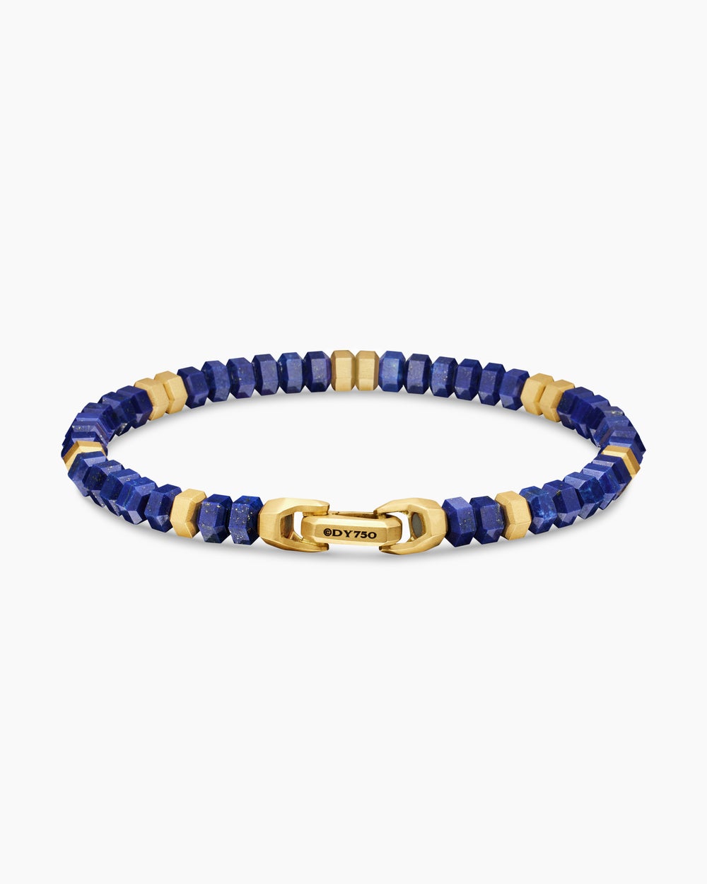Mens Hex Bead Bracelet with 18K Yellow Gold, 6mm