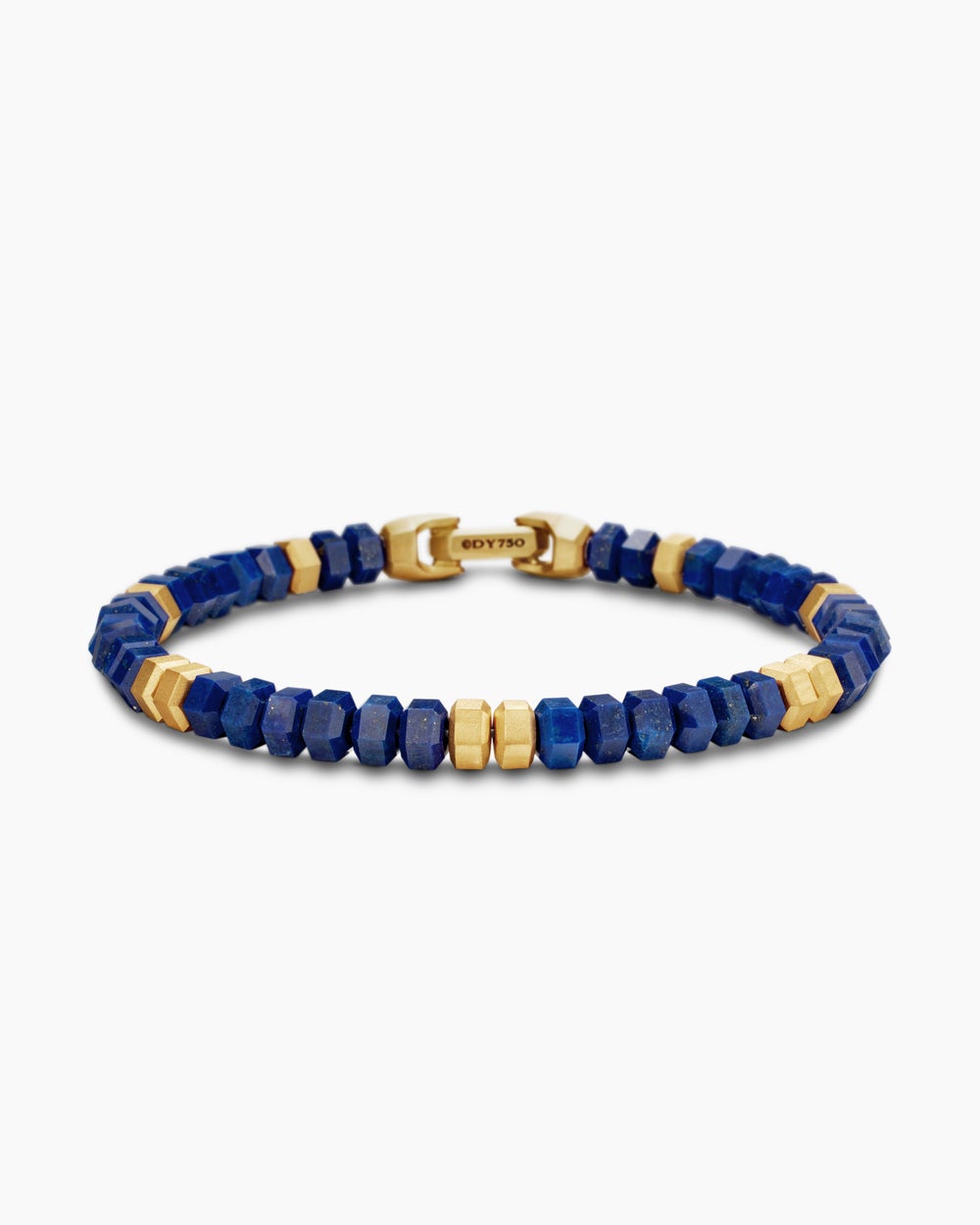 Mens Hex Bead Bracelet with 18K Yellow Gold, 6mm